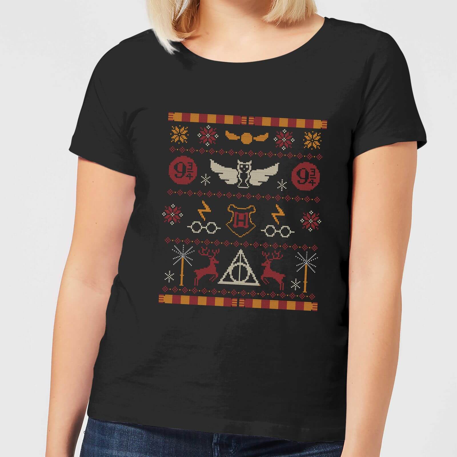 Harry Potter Knit Damen Christmas T-Shirt - Schwarz - 4XL - Schwarz