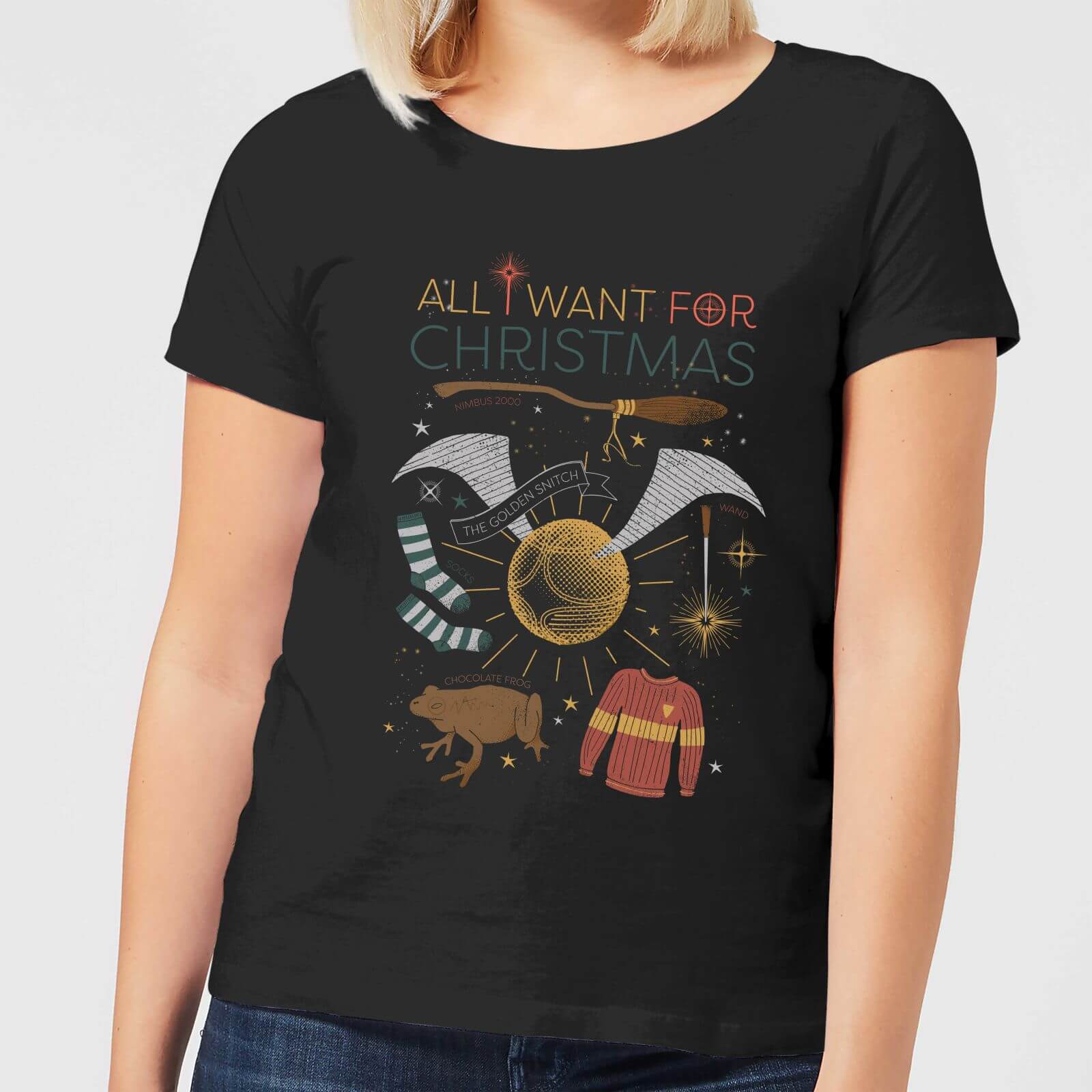 

T-Shirt Harry Potter All I Want Christmas - Nero - Donna - XXL