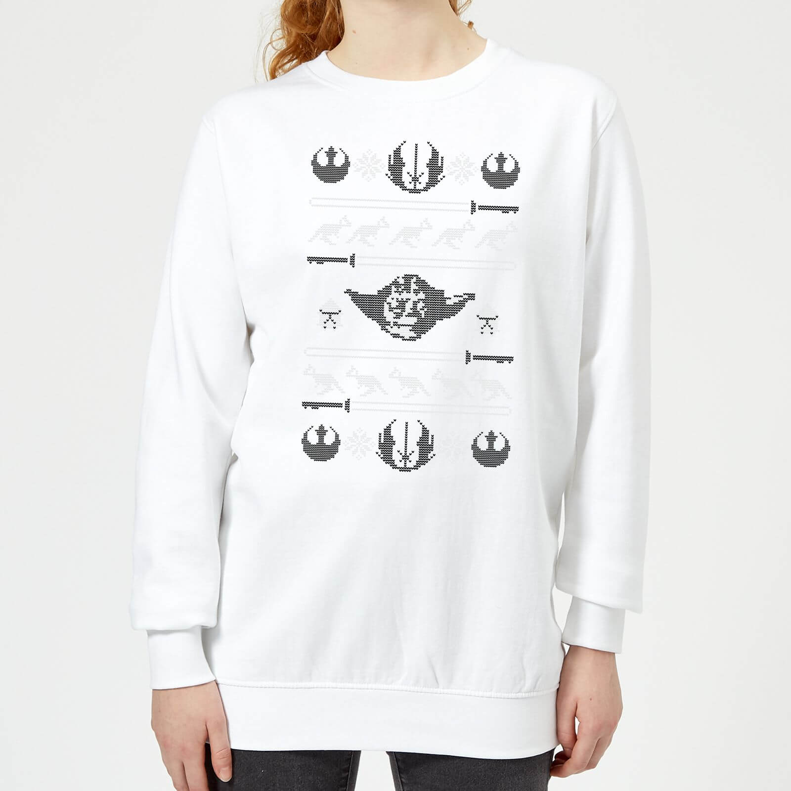 Star Wars Yoda Sabre Knit Maglione Natalizio Donna - Bianco - XL - Bianco