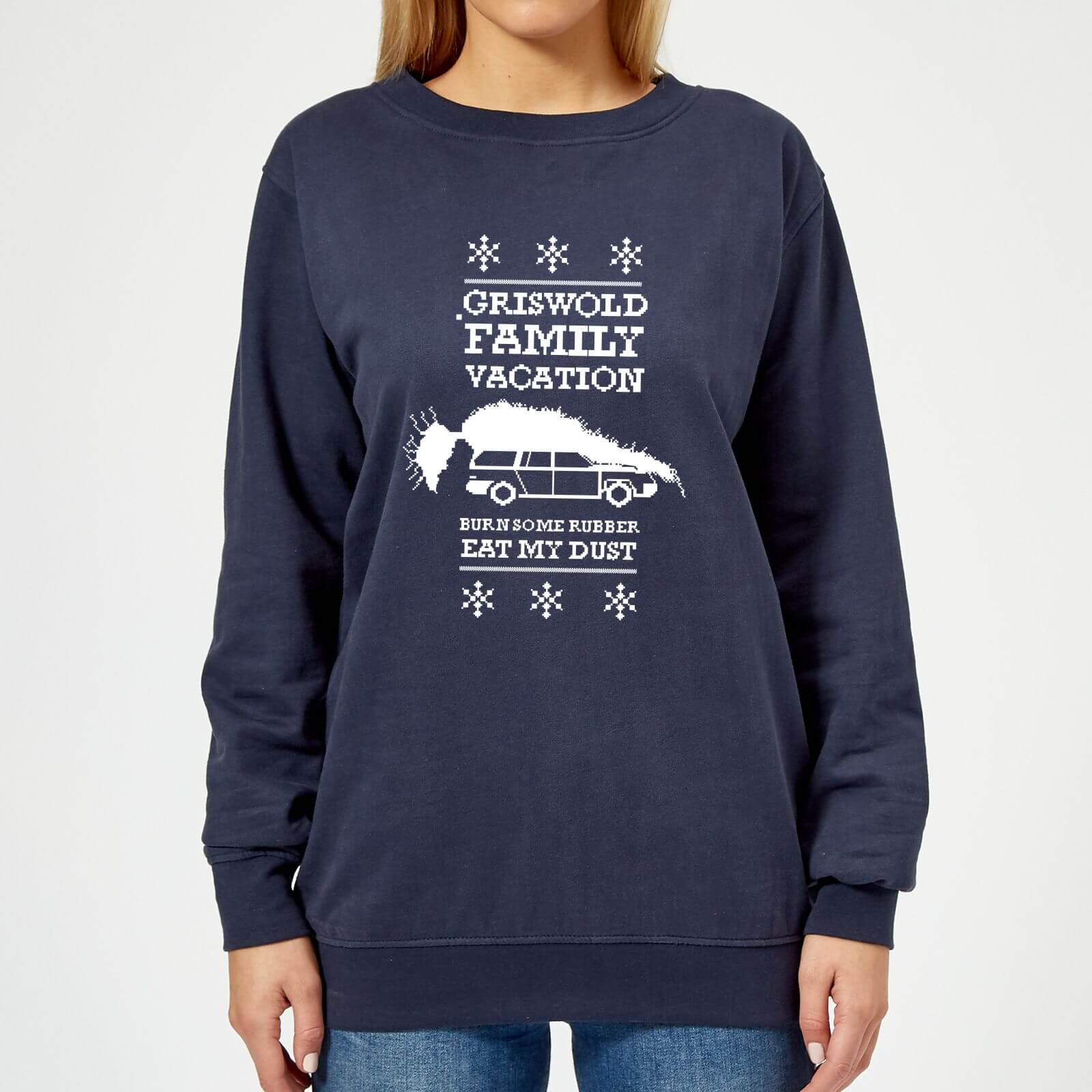 National Lampoon Griswold Vacation Ugly Knit Women's Christmas Sweatshirt - Navy - XS