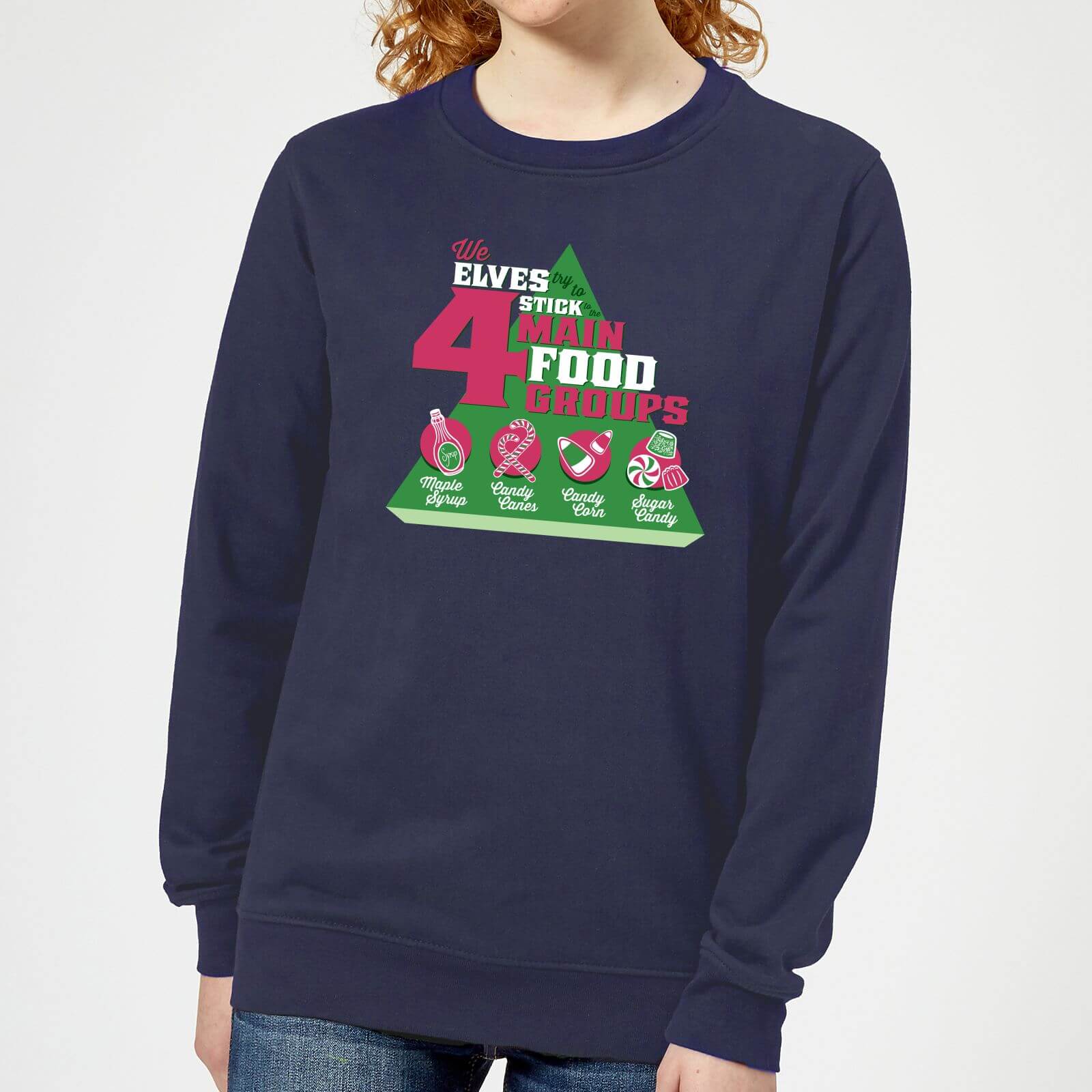 Elf Food Groups Women's Christmas Sweatshirt - Navy - XS