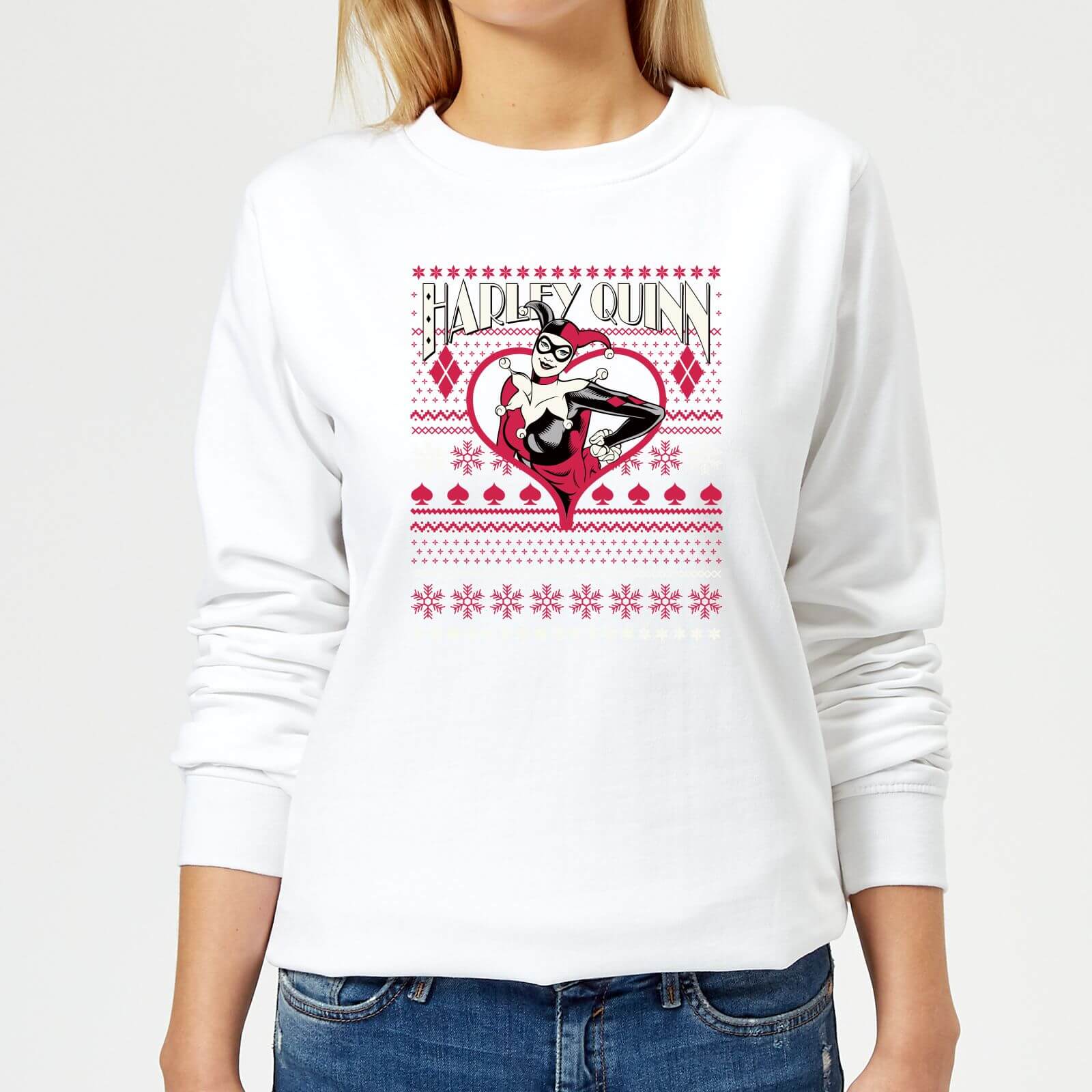 DC Harley Quinn Women's Christmas Sweatshirt - White - XS