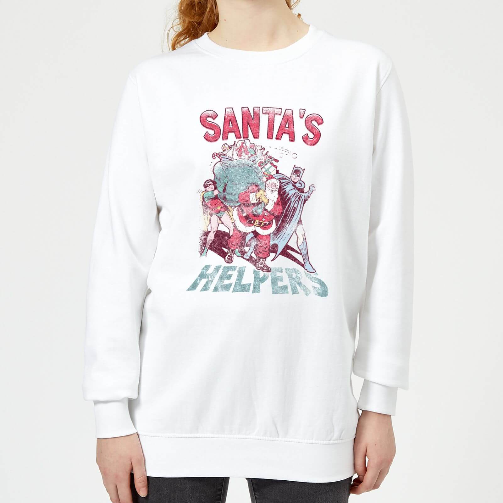 DC Santa's Helpers Women's Christmas Sweatshirt - White - XS