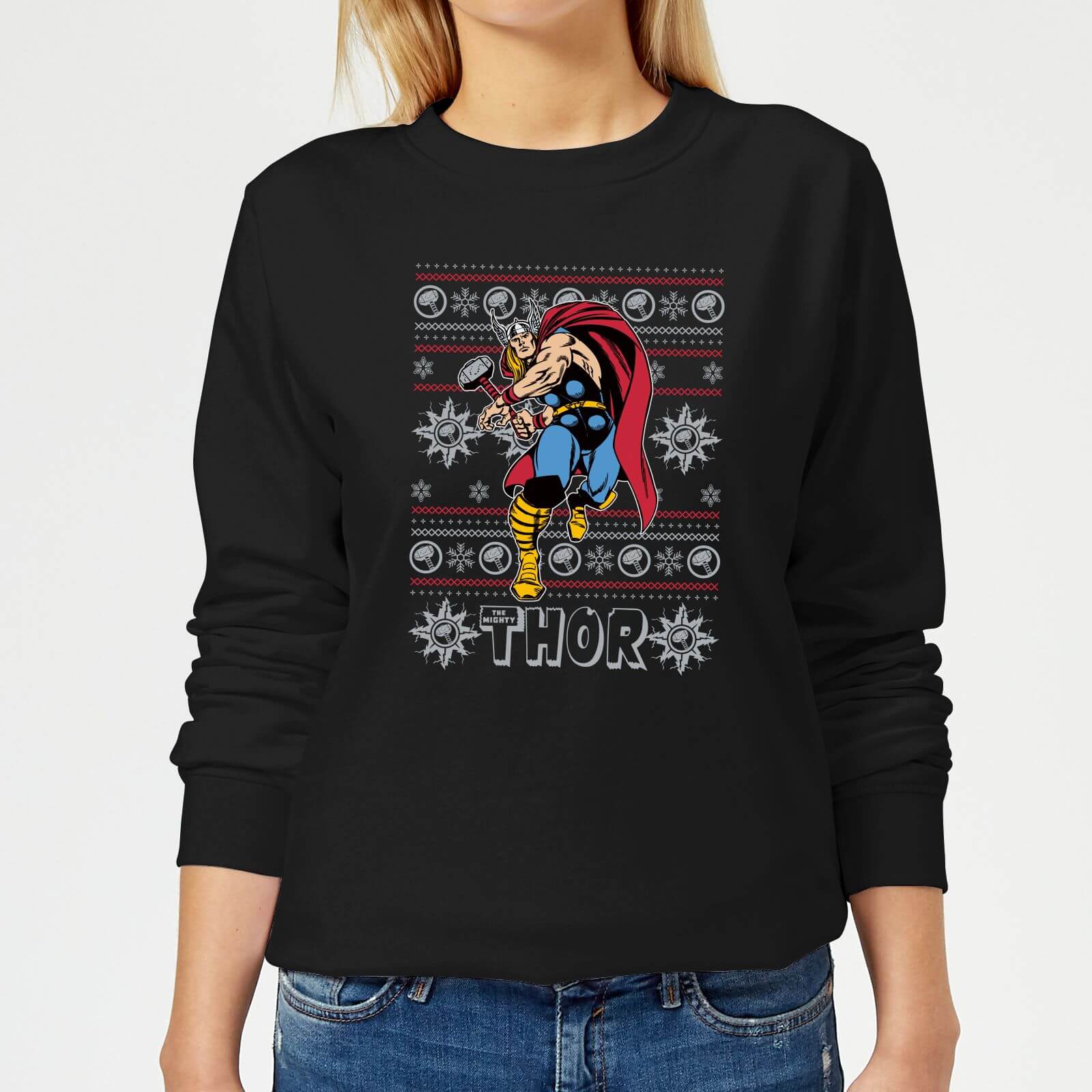 Marvel Thor Damen Weihnachtspullover – Schwarz – 3XL