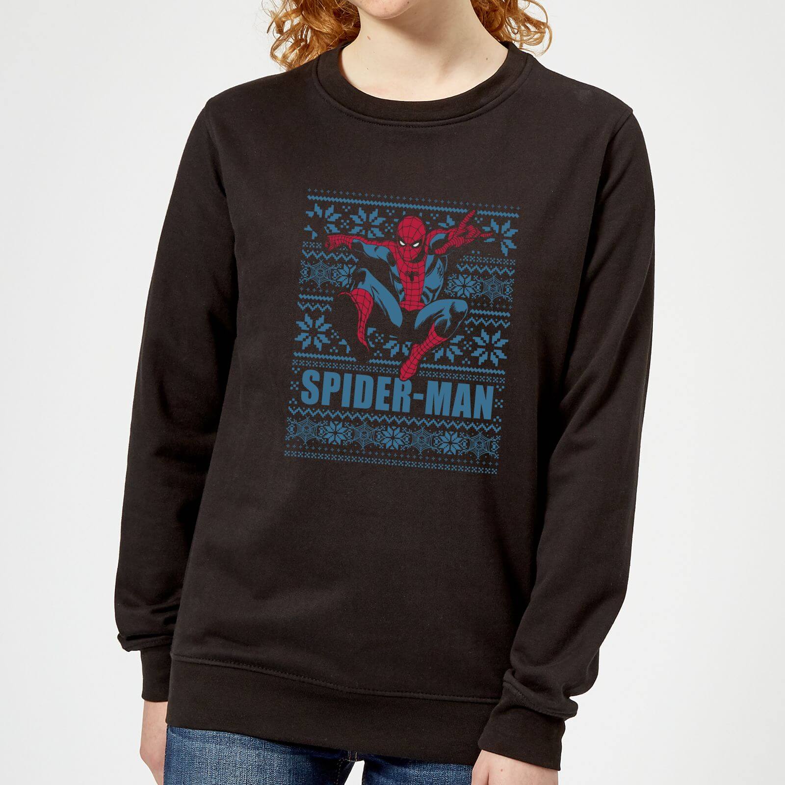 Marvel Spider-Man Damen Weihnachtspullover – Schwarz - M