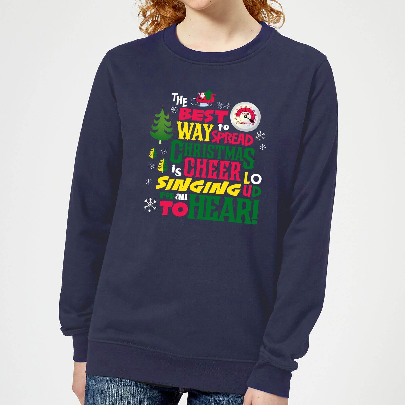 Elf Christmas Cheer Women's Christmas Sweatshirt - Navy - XS