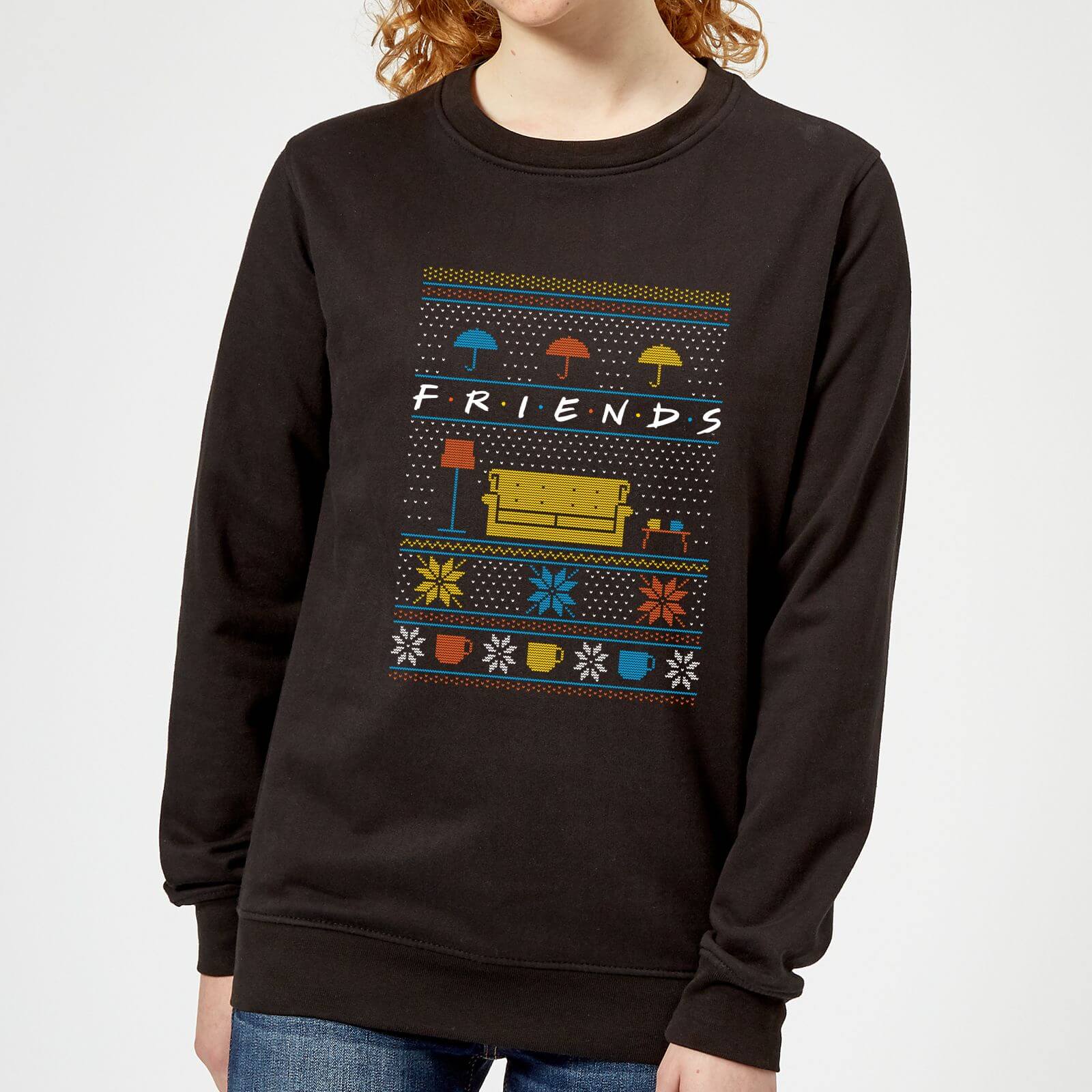 Friends Sofa Knit Women's Christmas Sweatshirt - Black - XS