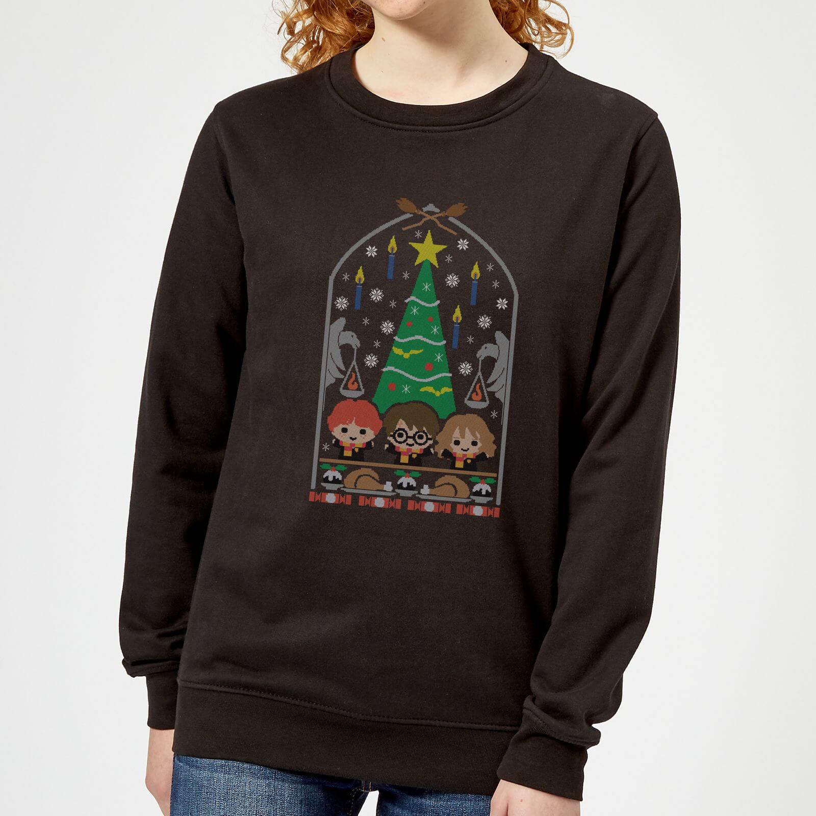 

Harry Potter Hogwarts Tree Women's Christmas Sweatshirt - Black - 5XL