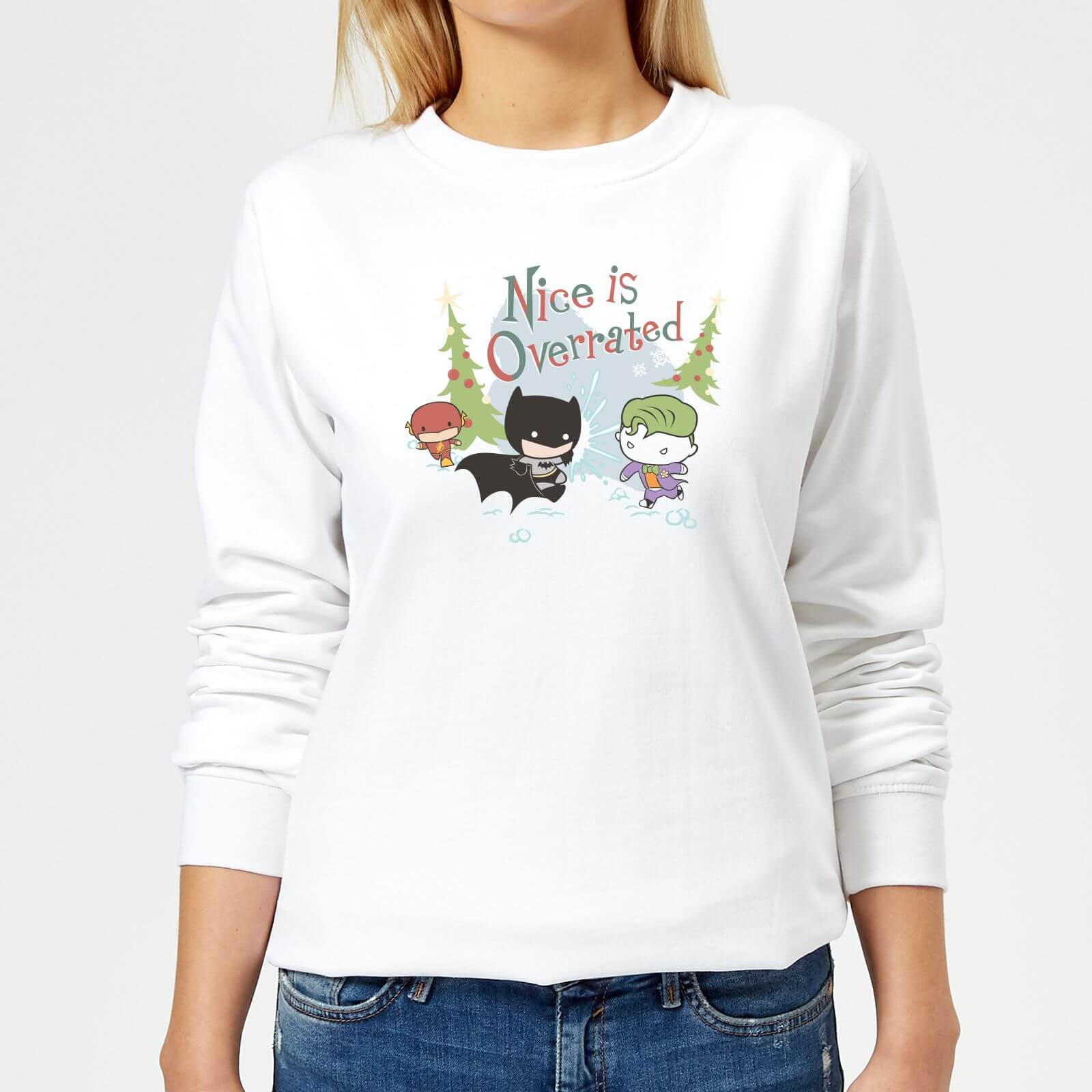 DC Nice Is Overrated Women's Christmas Sweatshirt - White - XS