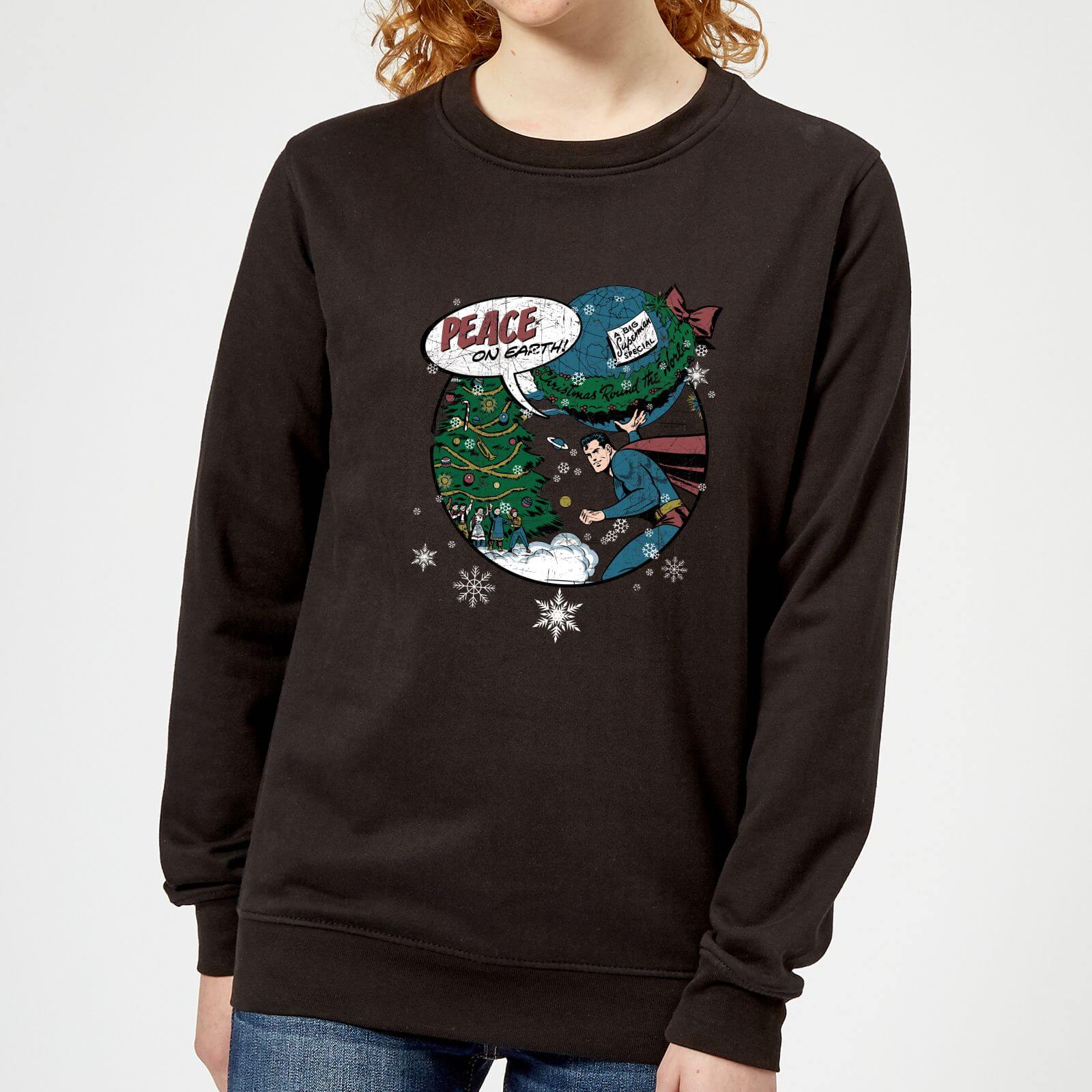 DC Superman Peace On Earth Women's Christmas Sweatshirt - Black - XS - Black