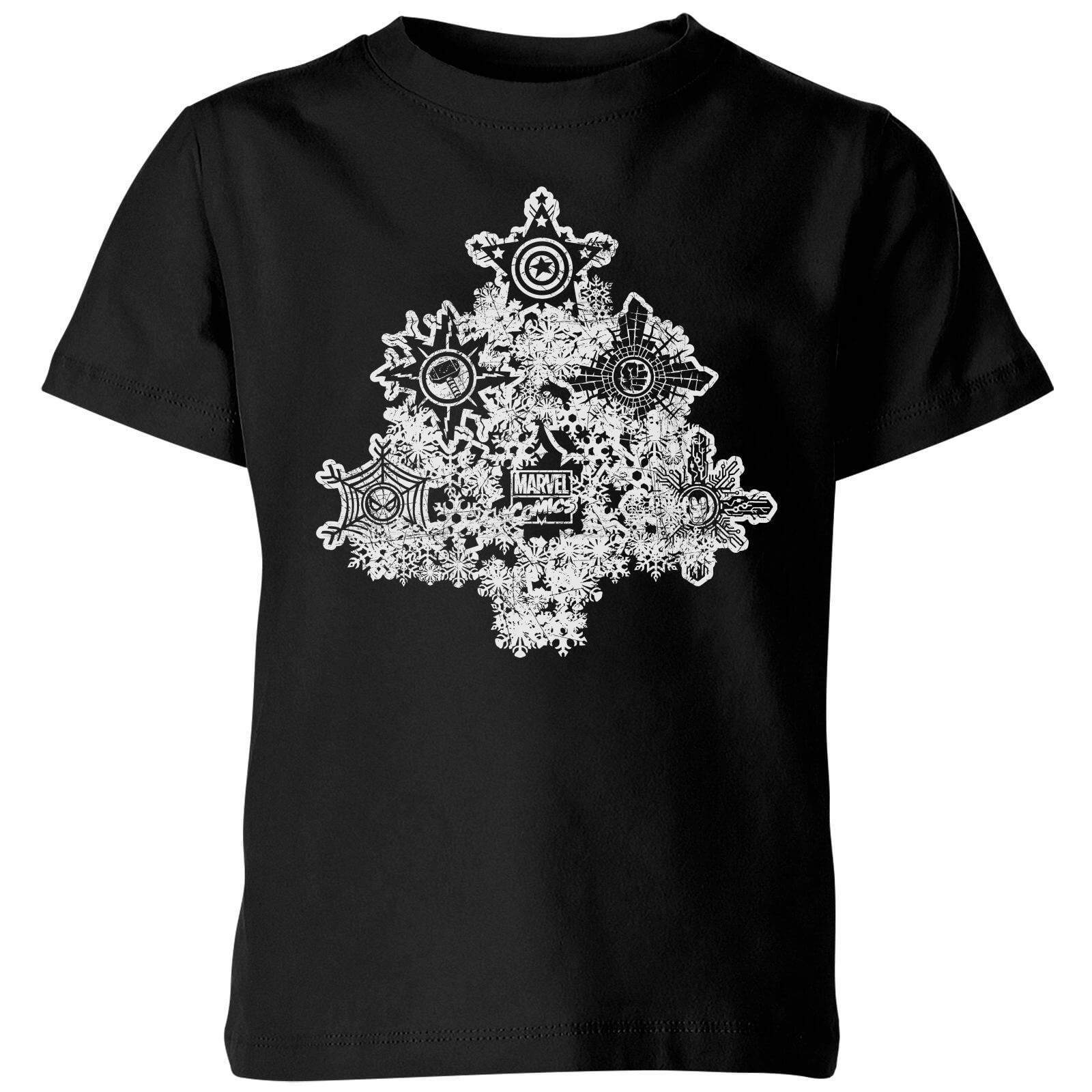 Marvel Shields Snowflakes Kids' Christmas T-Shirt - Black - 5-6 Years