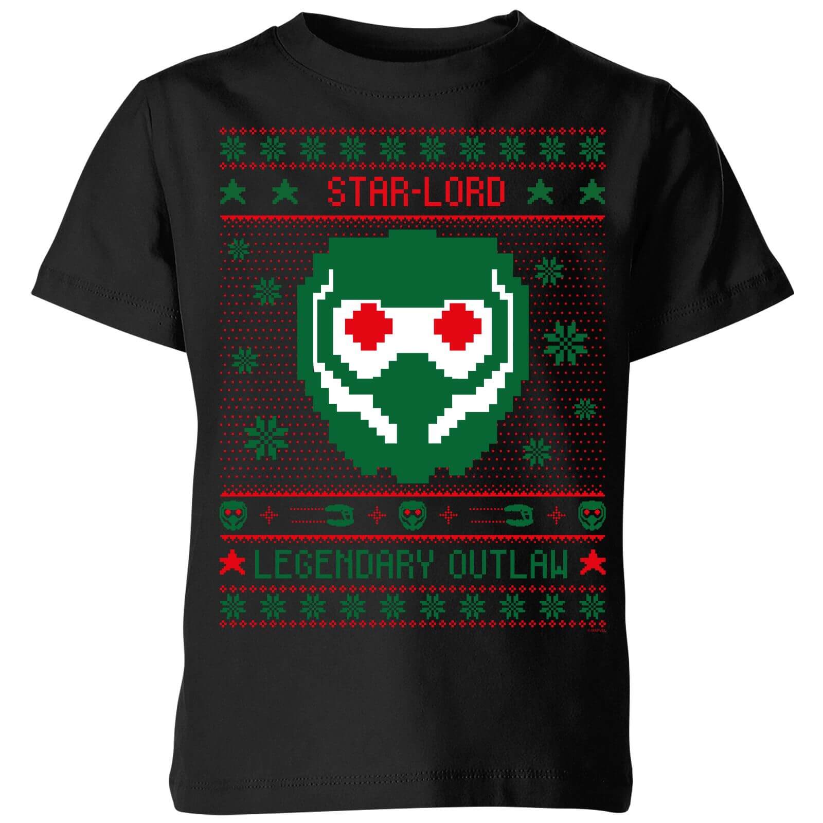 Guardians Of The Galaxy Star-Lord Pattern Kids' Christmas T-Shirt - Black - 3-4 Years - Black