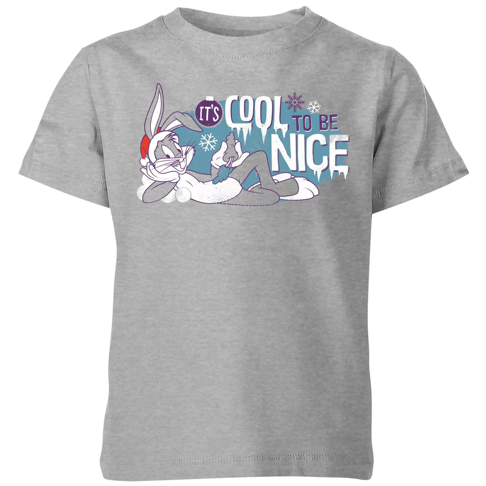 Looney Tunes Its Cool To Be Nice Kids' Christmas T-Shirt - Grey - 7-8 Years