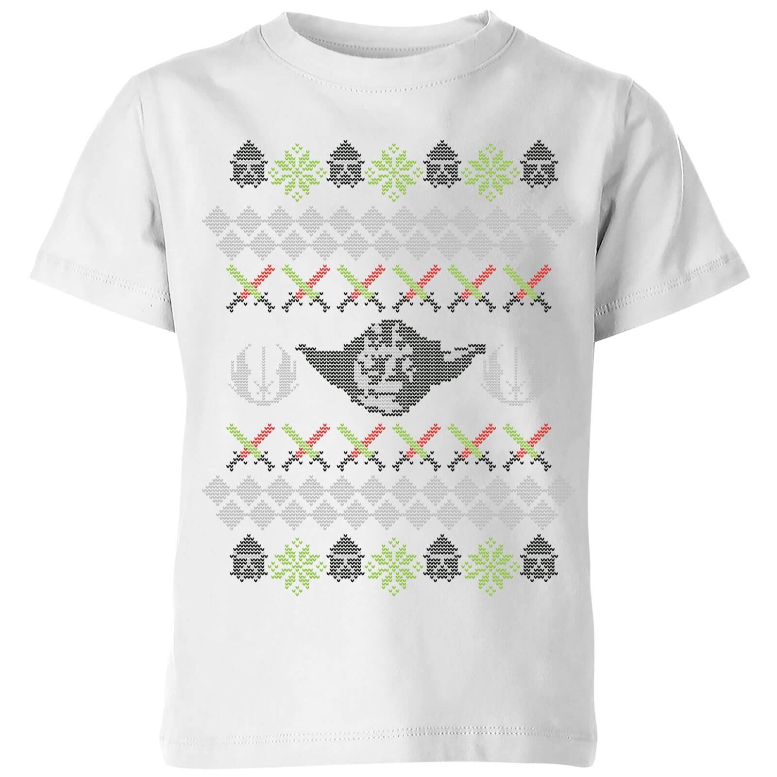 Star Wars Yoda Knit Kids' Christmas T-Shirt - White - 5-6 Jahre