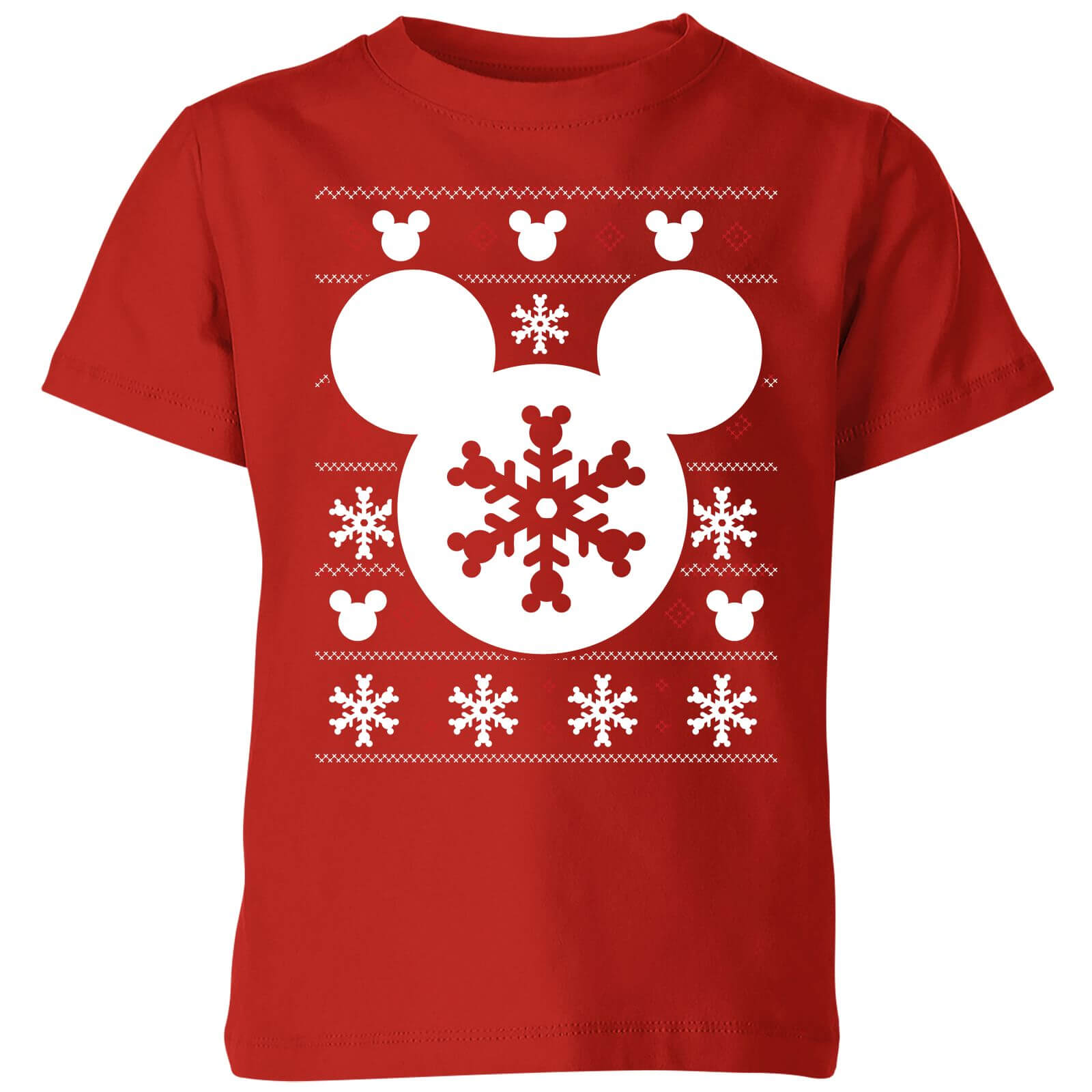 Disney Snowflake Silhouette Kids' Christmas T-Shirt - Red - 7-8 Jahre