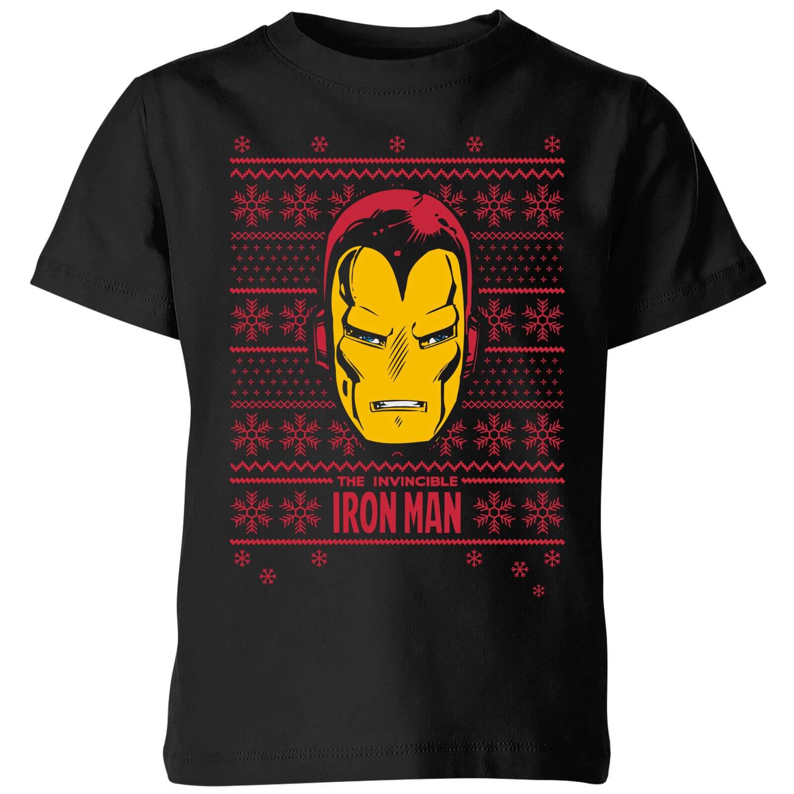 Marvel Iron Man Face Kids' Christmas T-Shirt - Black - 7-8 Years - Black