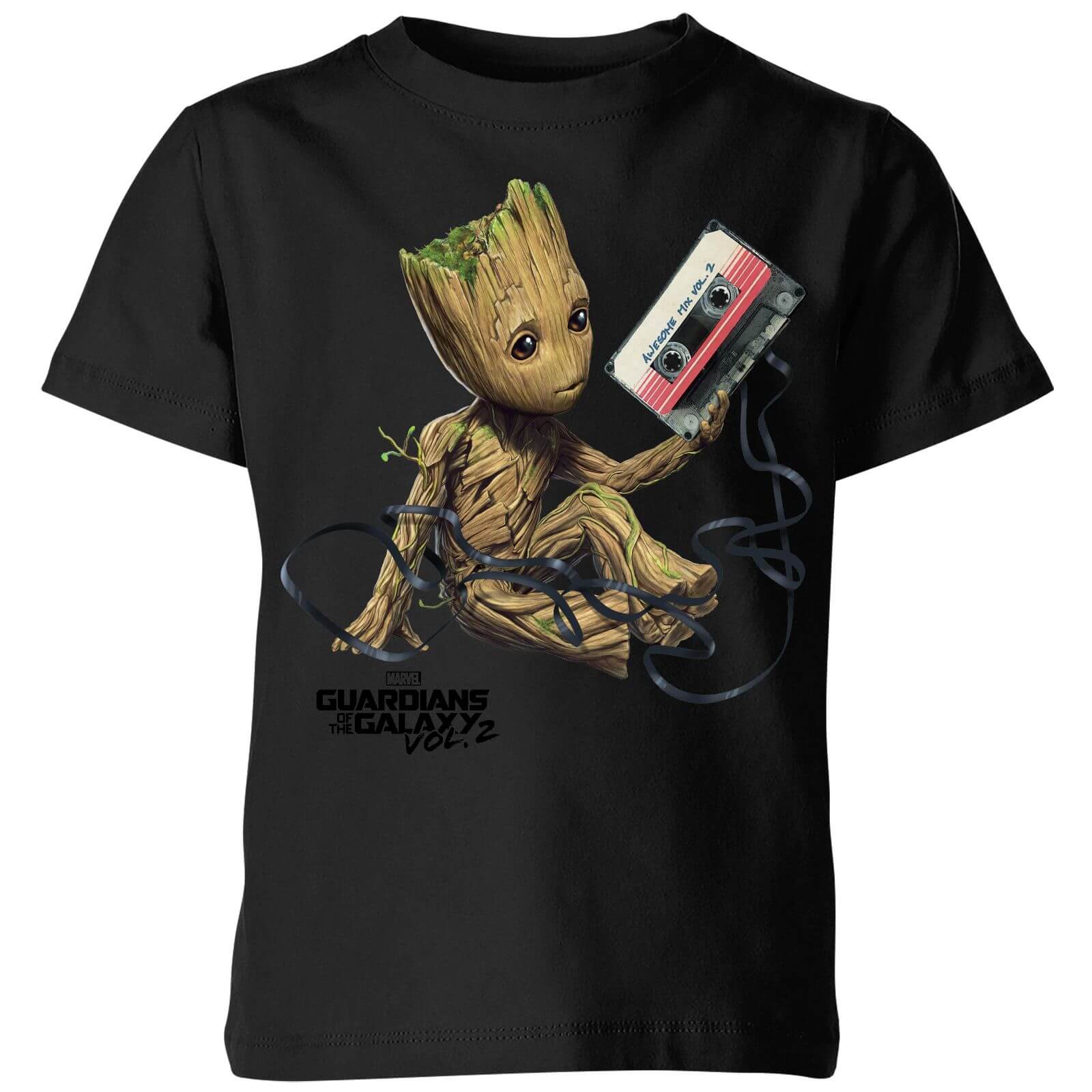 Guardians Of The Galaxy Groot Tape Kids' Christmas T-Shirt - Black - 3-4 Years