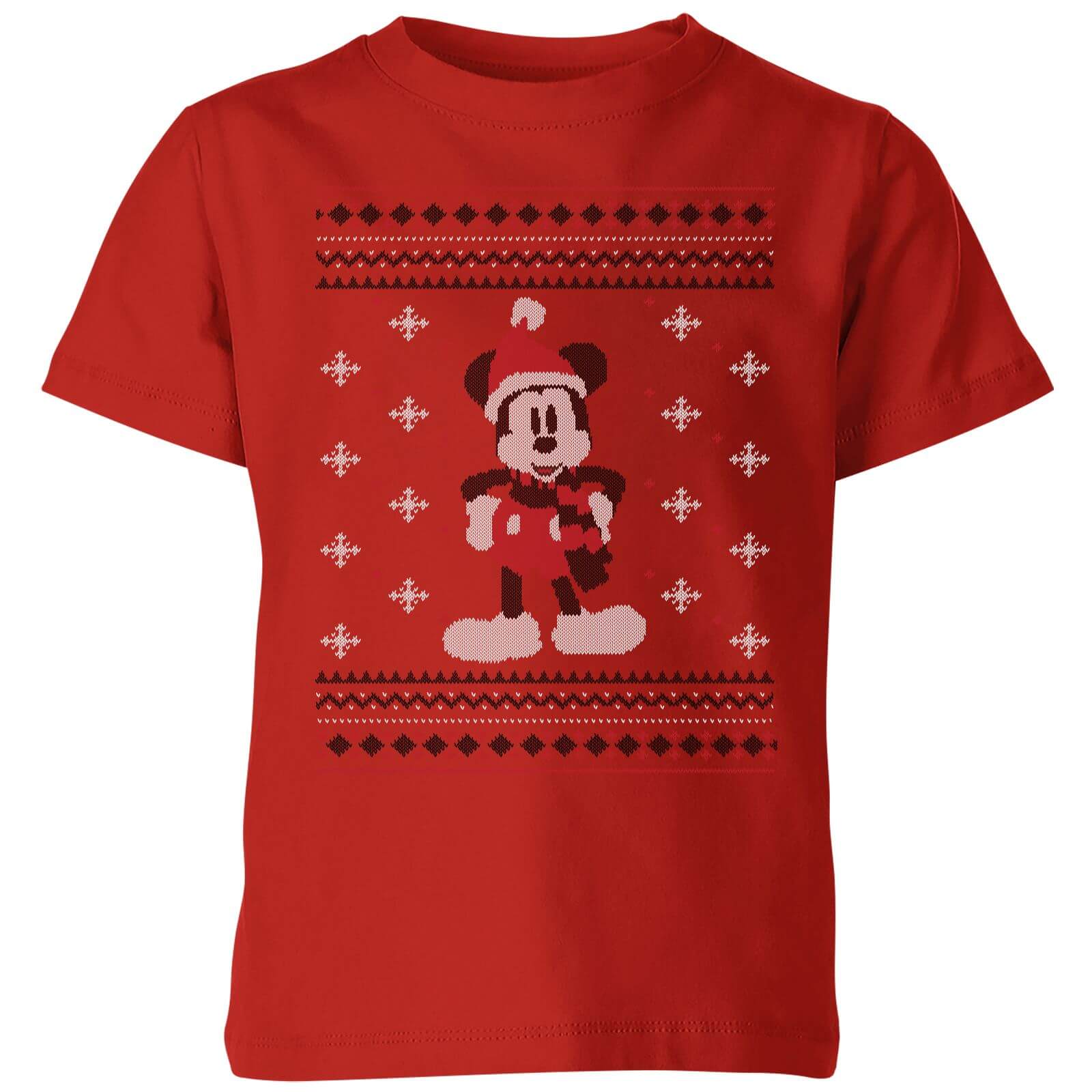 Disney Mickey Scarf Kids' Christmas T-Shirt - Red - 3-4 Years