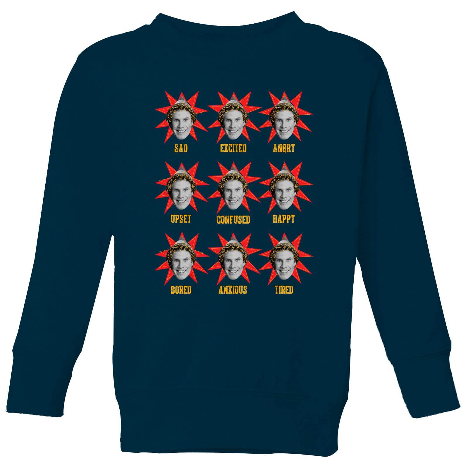 Elf Faces Kids' Christmas Sweatshirt - Navy - 9-10 Years