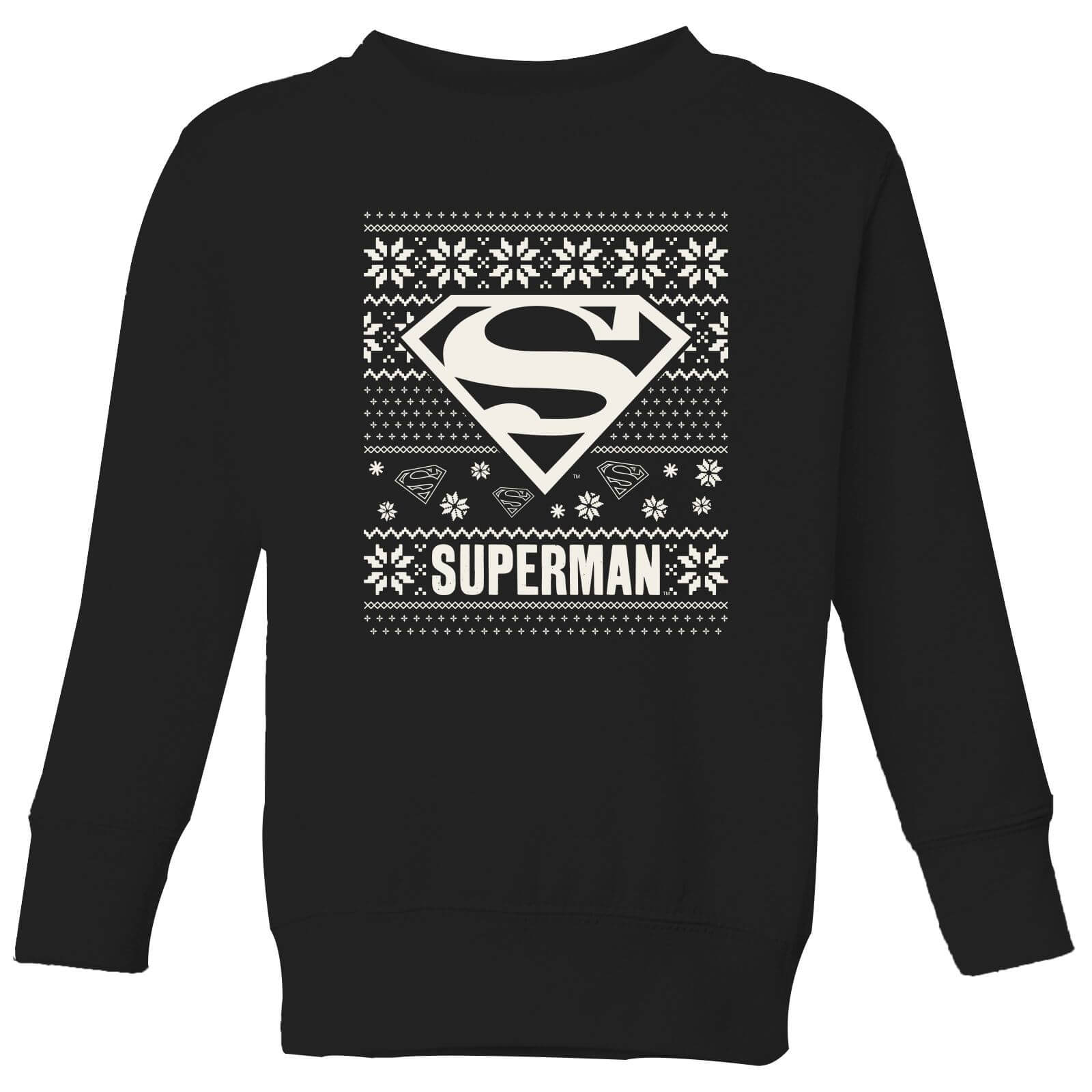 DC Superman Knit Pattern Kids' Christmas Sweatshirt - Black - 3-4 Years - Black
