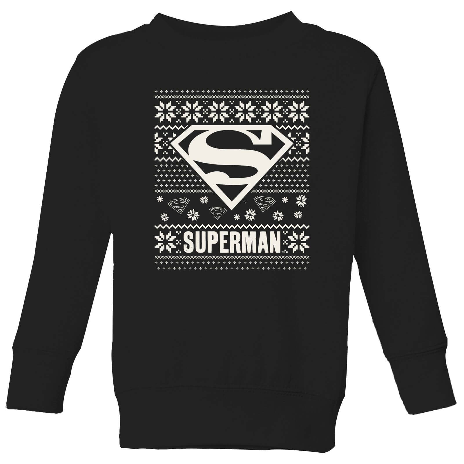 DC Superman Knit Pattern Kids' Christmas Sweatshirt - Black - 11-12 Years - Black