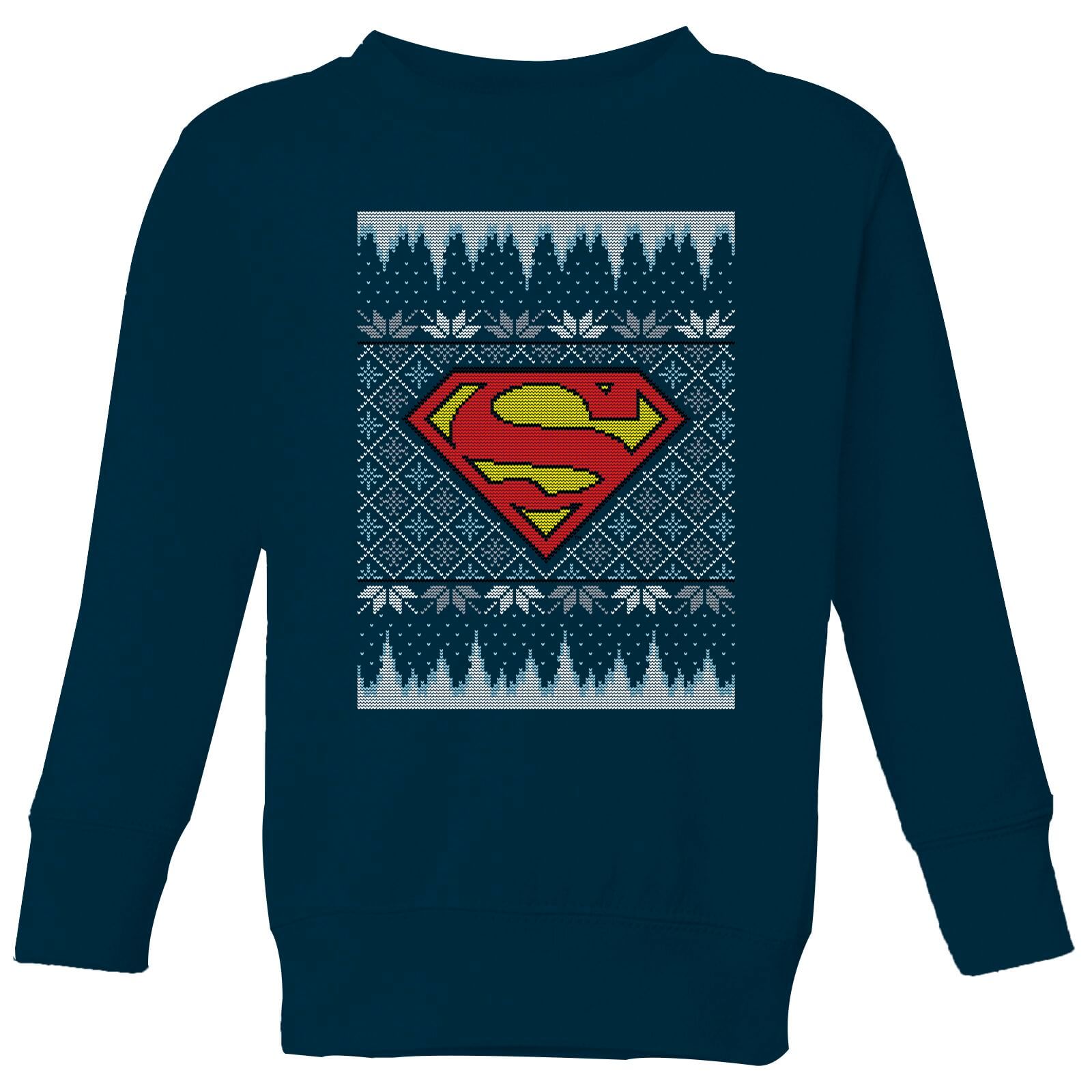 DC Superman Knit Kids' Christmas Sweatshirt - Navy - 9-10 Years - Navy