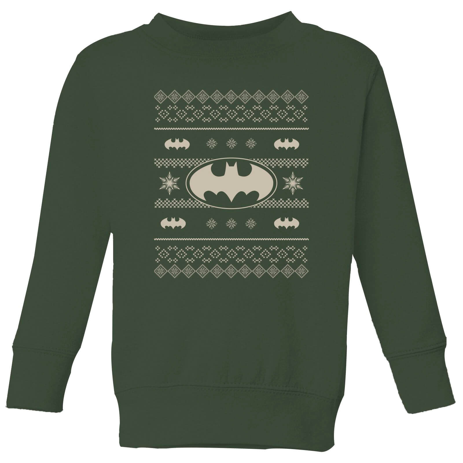 DC Batman Knit Pattern Kids' Christmas Sweatshirt - Forest Green - 3-4 Years - Forest Green