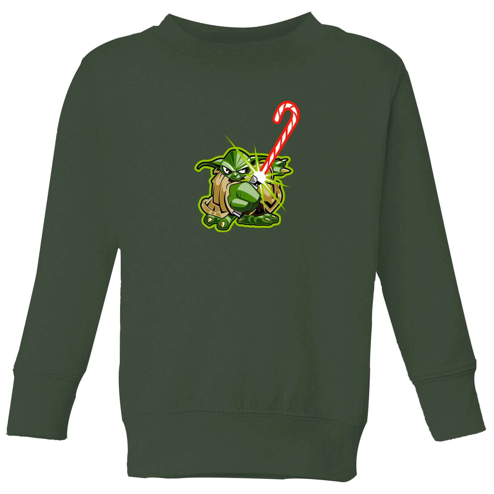 Star Wars Candy Cane Yoda Kinder Weihnachtspullover – Grün – 3-4 Jahre