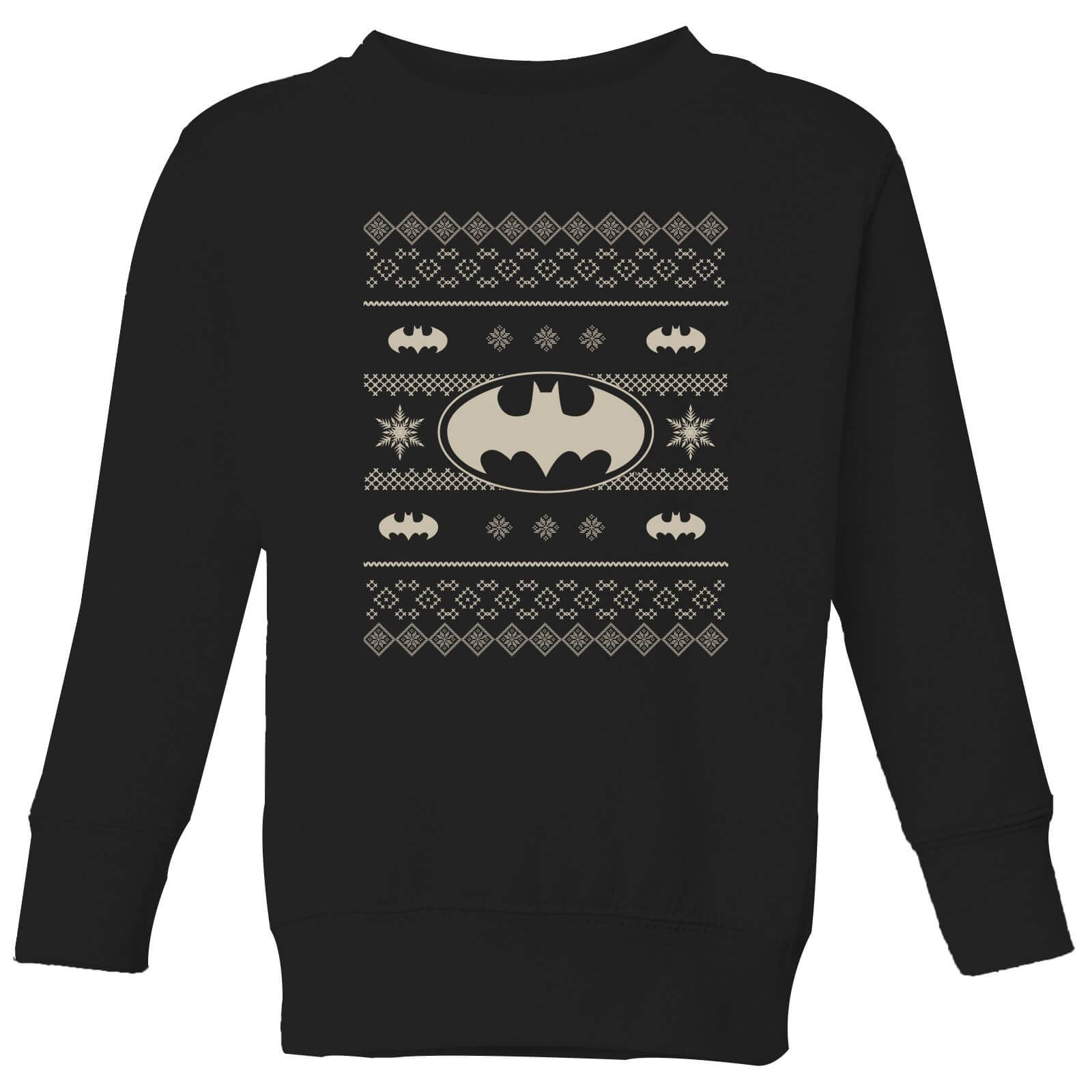 DC Batman Knit Pattern Kids' Christmas Sweatshirt - Black - 3-4 Years - Black