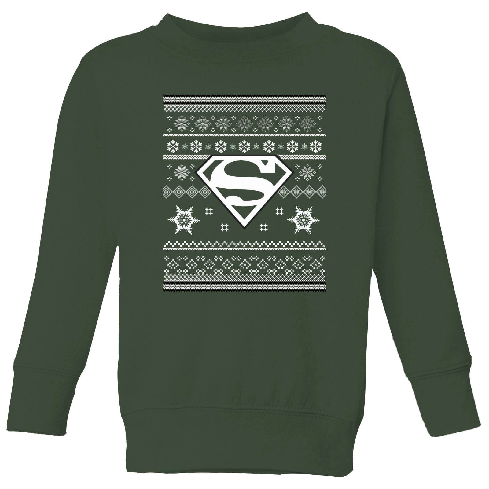 DC Superman Kids' Christmas Sweatshirt - Forest Green - 3-4 Years - Forest Green