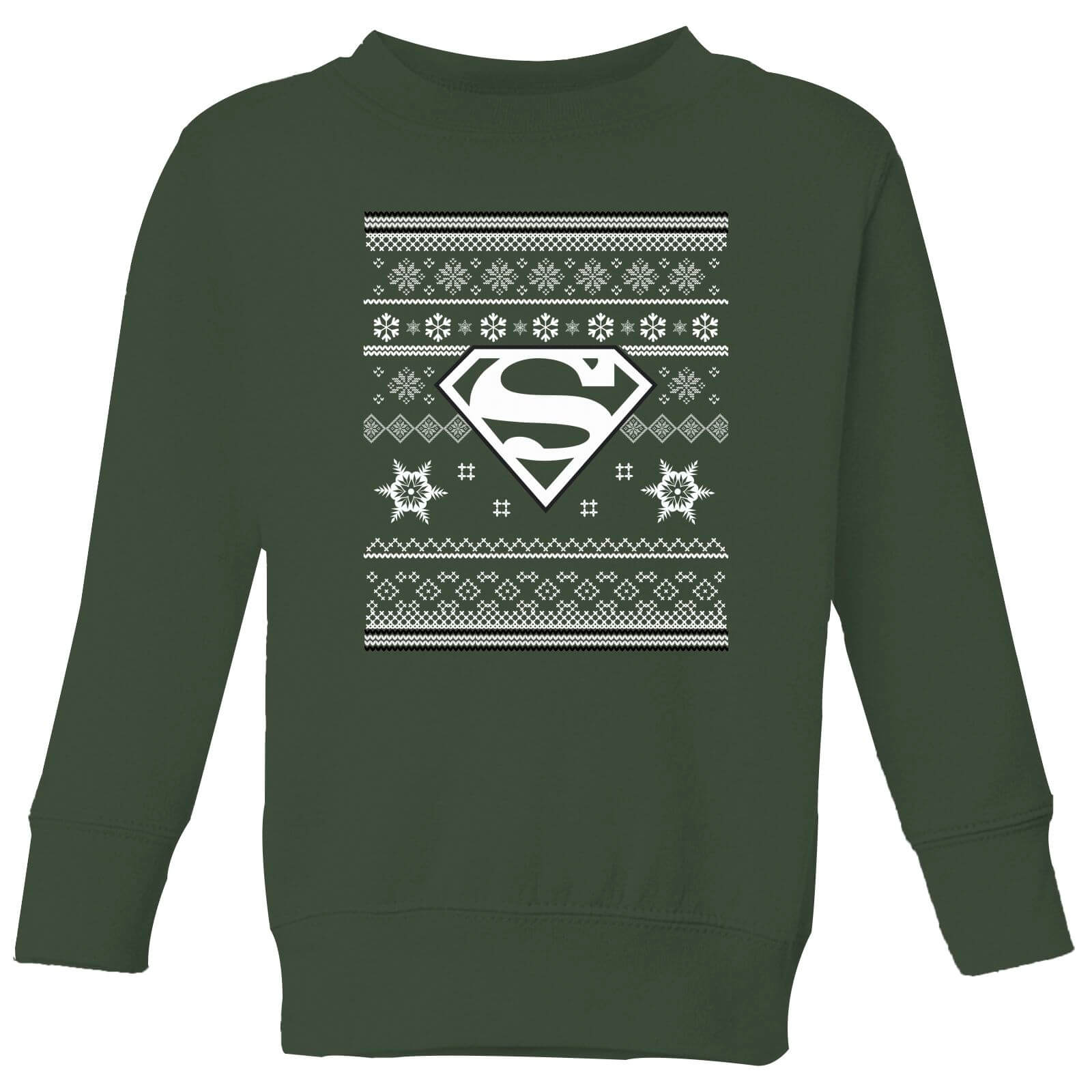 DC Superman Kids' Christmas Sweatshirt - Forest Green - 5-6 Years - Forest Green