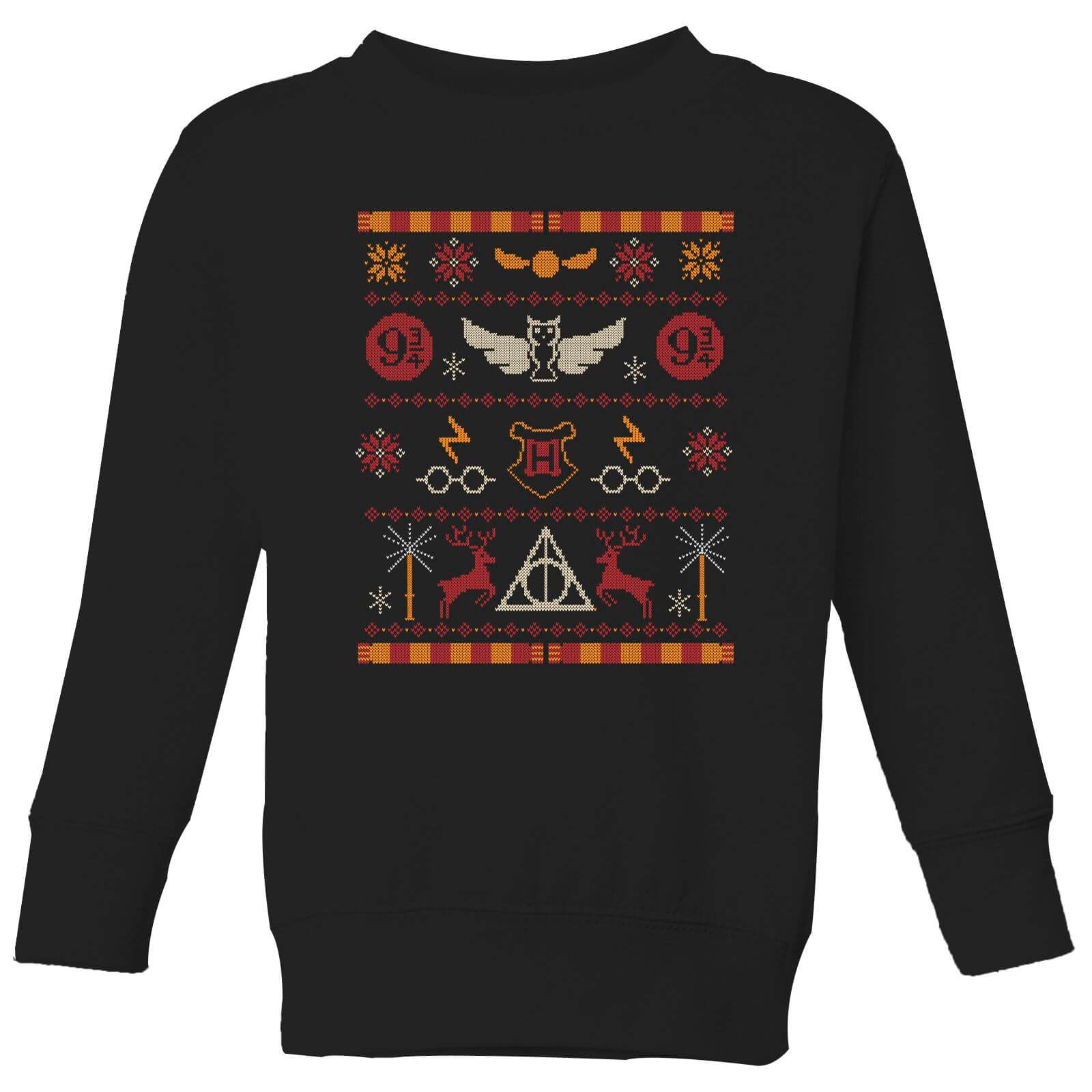 Harry Potter Knit Kids' Christmas Sweatshirt - Black - 3-4 Years