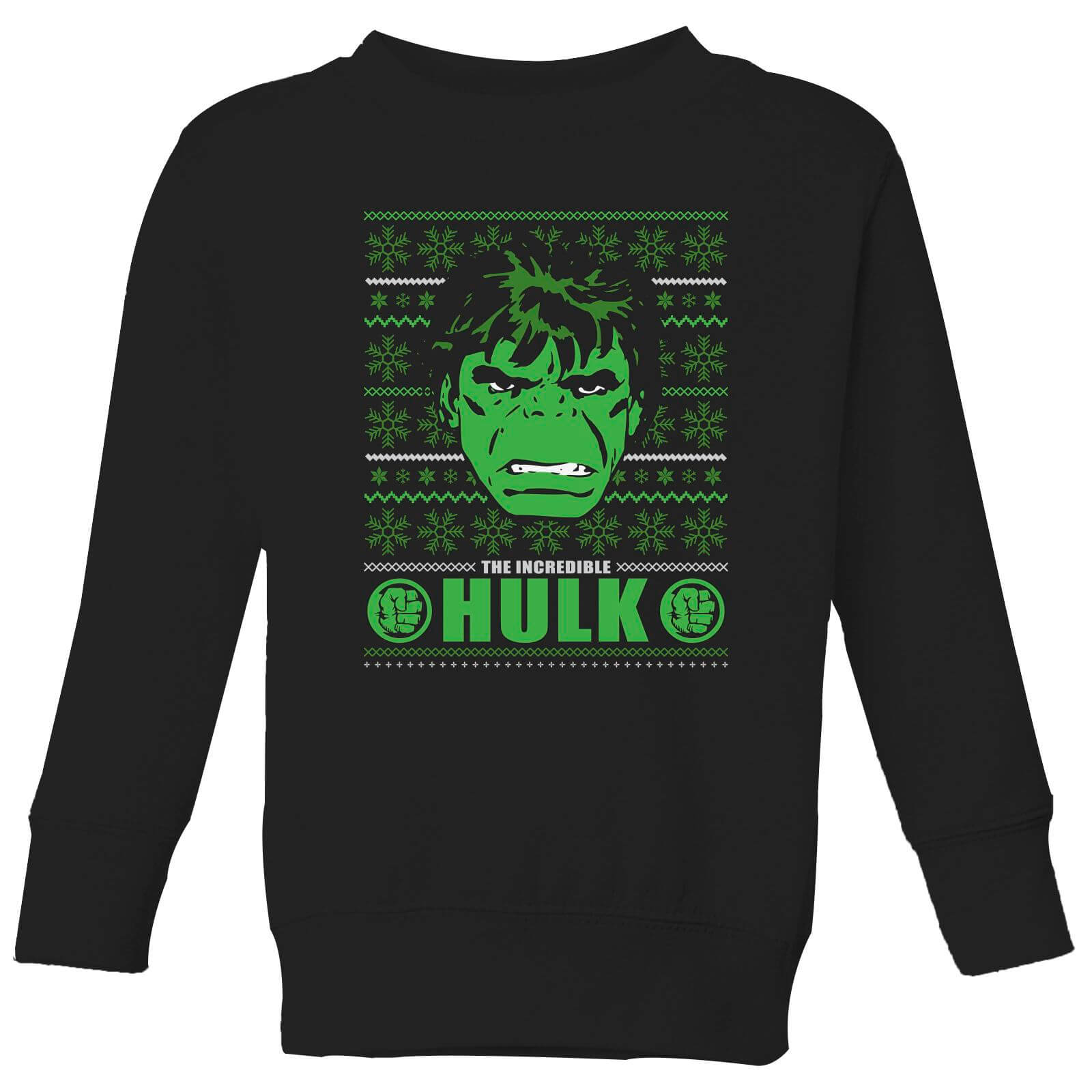 Marvel Hulk Face Kids' Christmas Jumper - Black - 9-10 Years