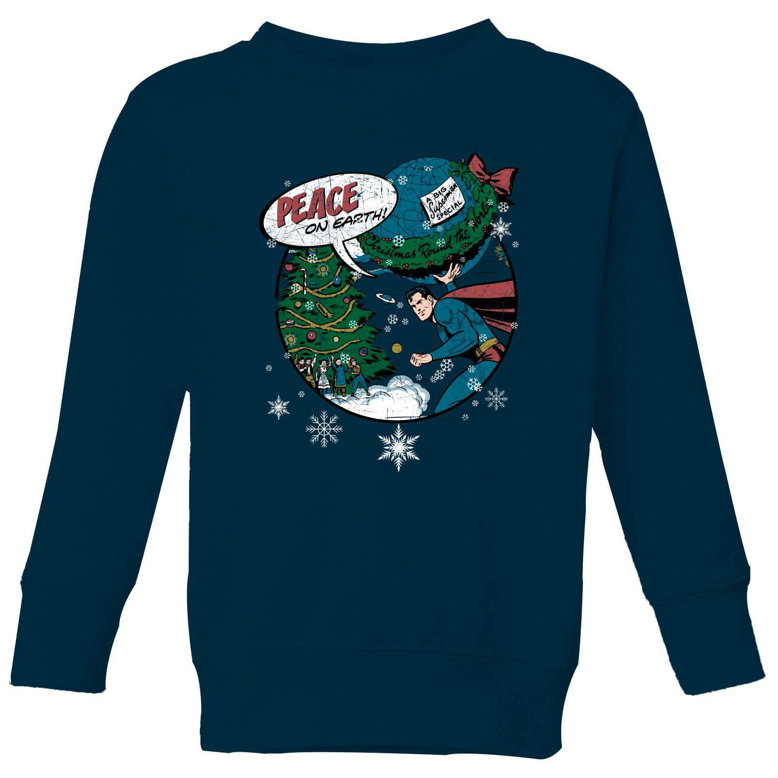 DC Superman Peace On Earth Kids' Christmas Sweatshirt - Navy - 9-10 Years - Navy