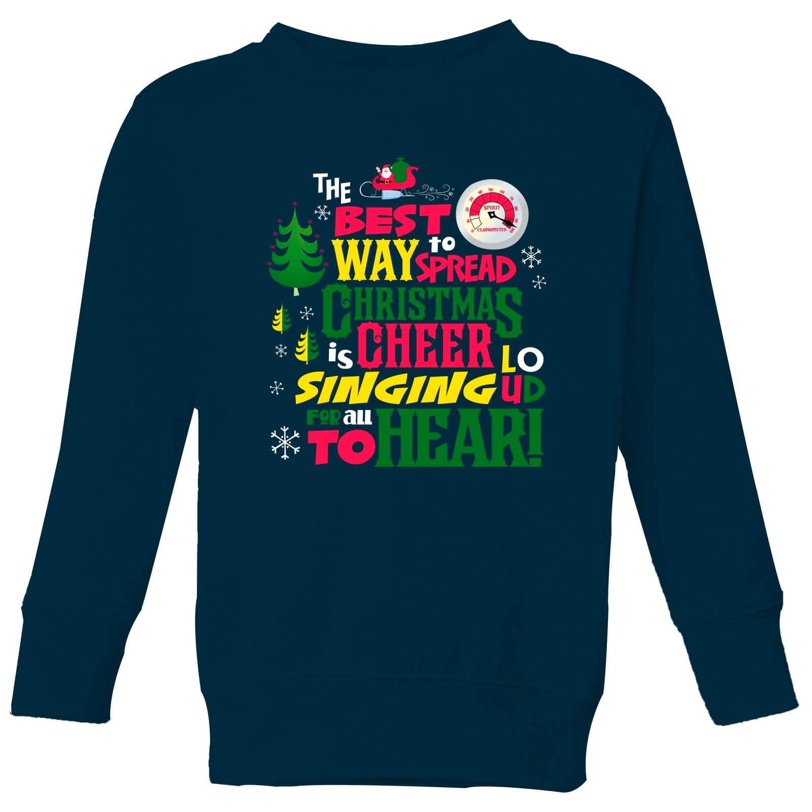 Elf Christmas Cheer Kids' Christmas Sweatshirt - Navy - 9-10 Years - Navy