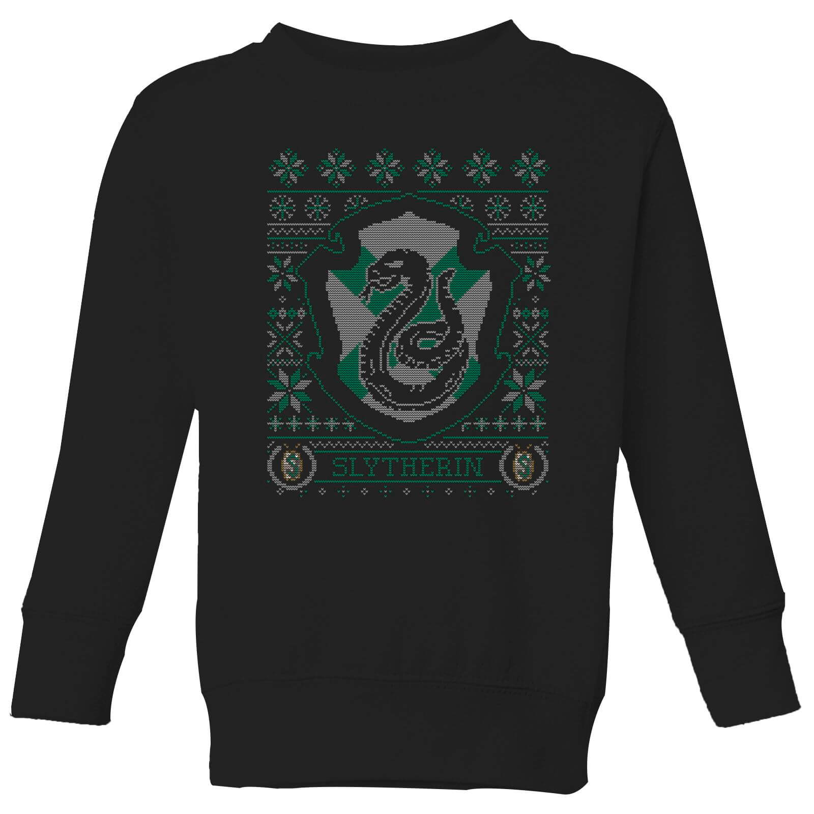 Harry Potter Slytherin Crest Kids' Christmas Sweatshirt - Black - 5-6 Years