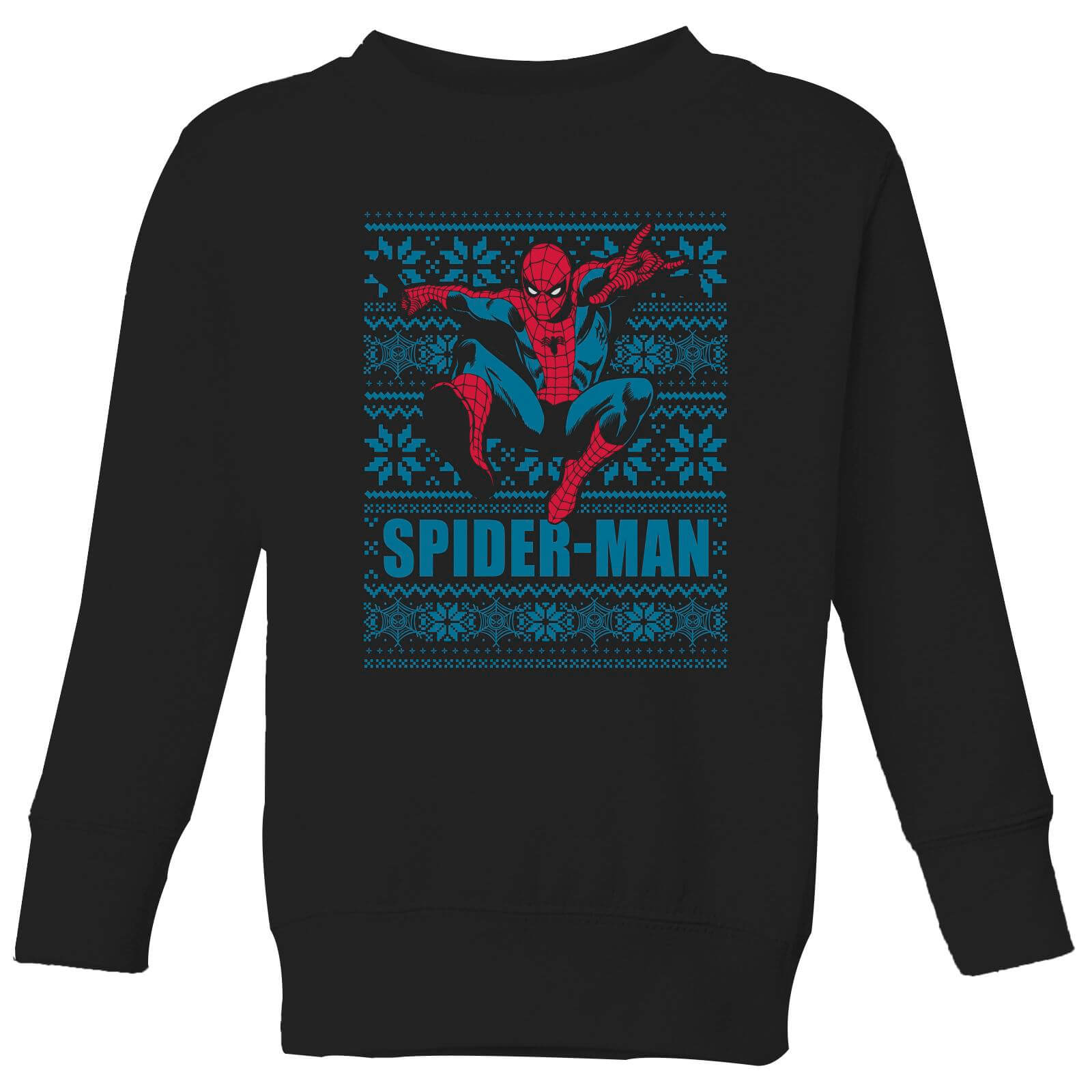 Marvel Spider-Man Kinder Weihnachtspullover – Schwarz - 9-10 Jahre