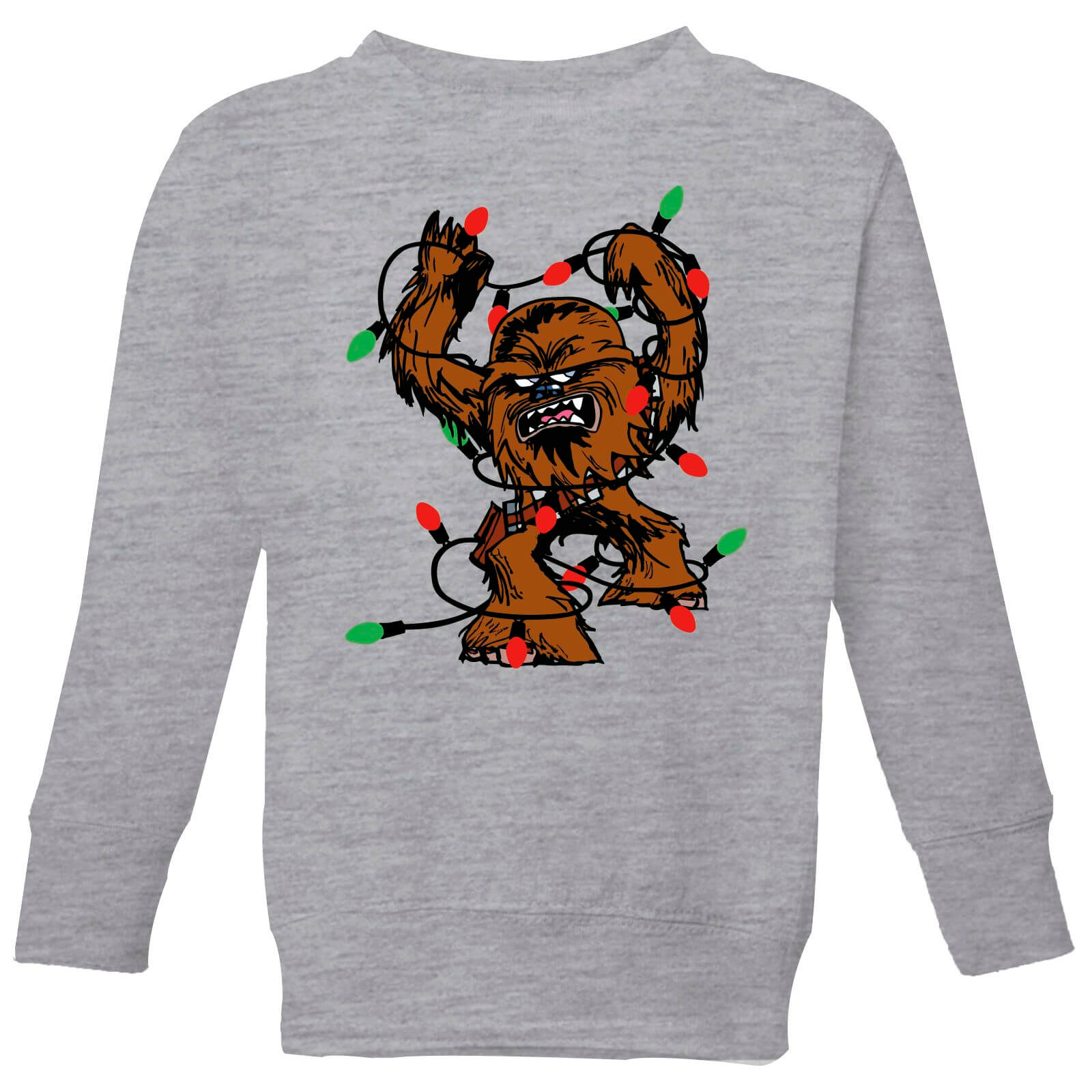 Star Wars Tangled Fairy Lights Chewbacca Kids‘ Christmas Sweatshirt – Grey – 7-8 Jahre