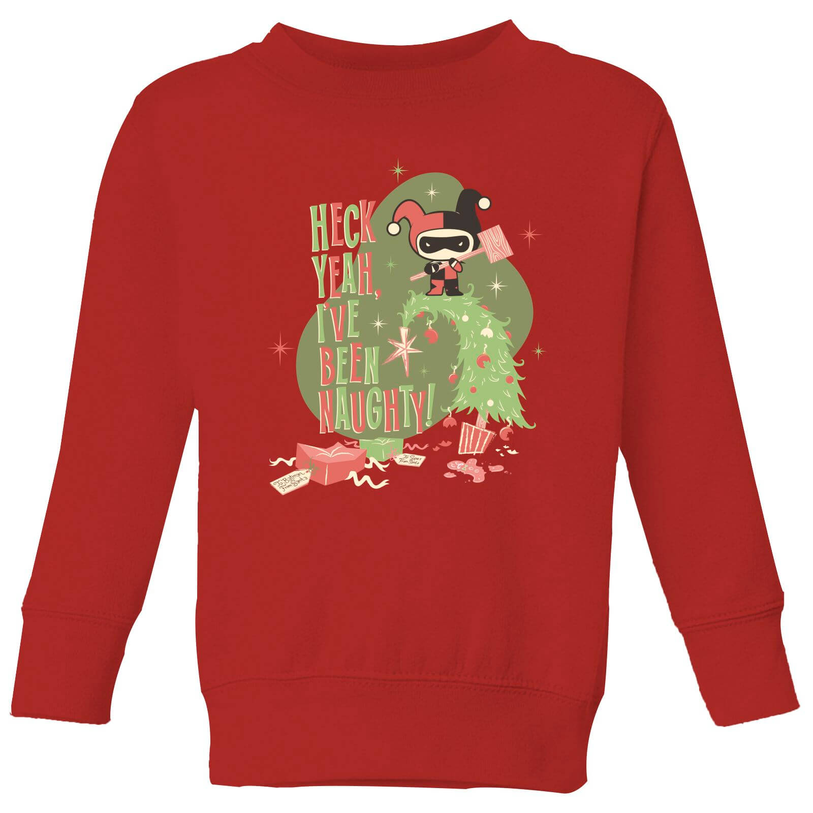 DC Heck Yeah I've Been Naughty! Kids' Christmas Sweatshirt - Red - 3-4 Years