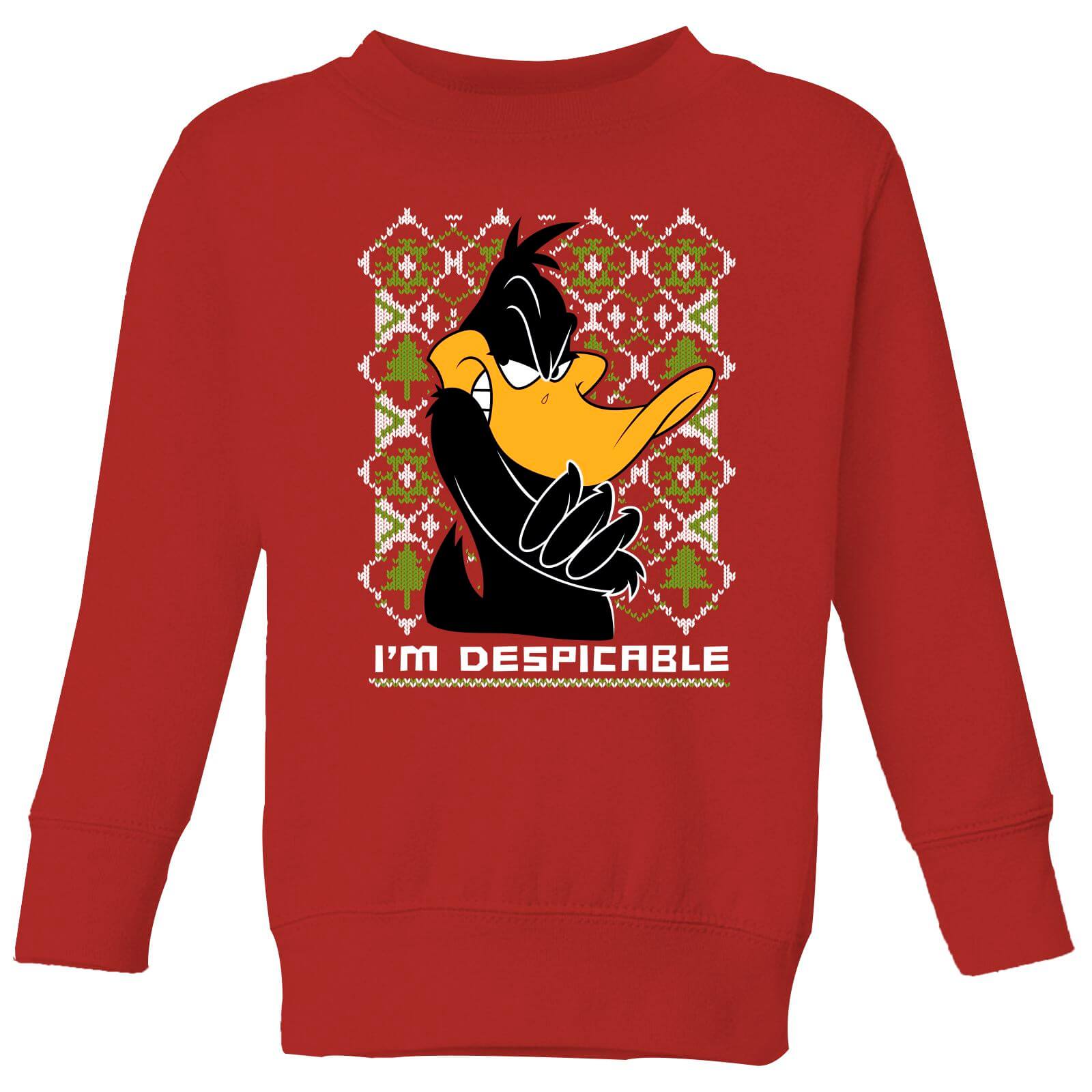 Looney Tunes Daffy Duck Knit Kids' Christmas Sweater - Red - 9-10 Years