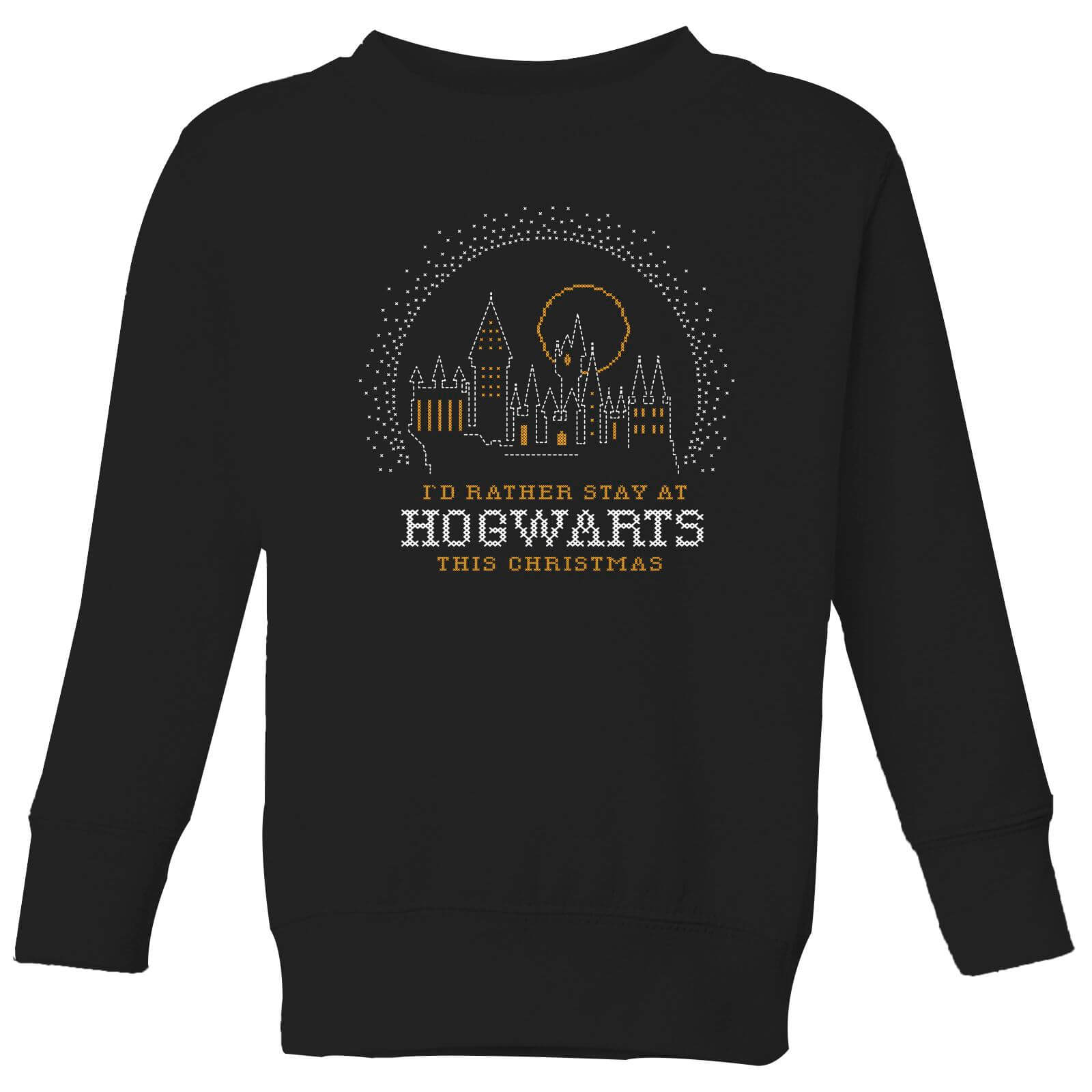 Harry Potter I'd Rather Stay At Hogwarts Kids' Christmas Sweatshirt - Black - 3-4 Years
