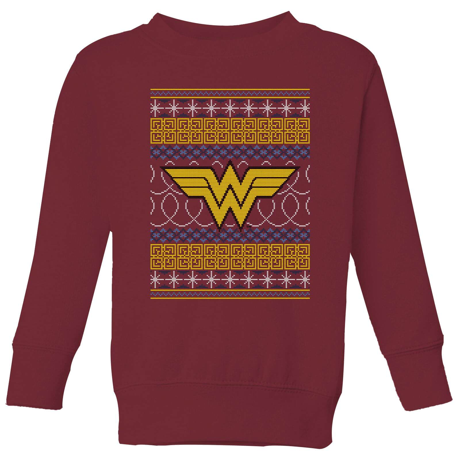 DC Wonder Woman Knit Kids' Christmas Sweatshirt - Burgundy - 5-6 Years - Burgundy