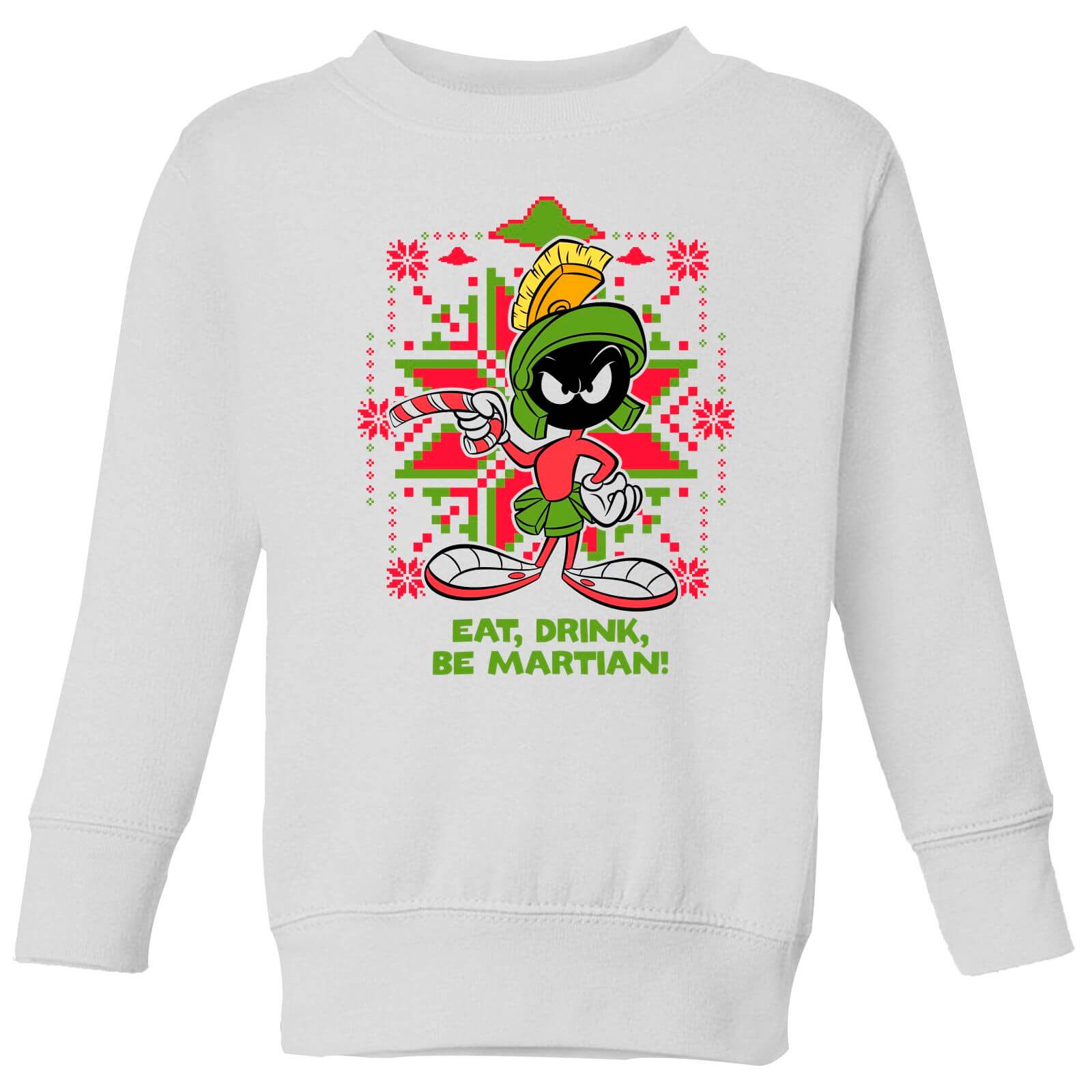 Looney Tunes Eat Drink Be Martian Kids' Christmas Sweatshirt - White - 5-6 Years - White