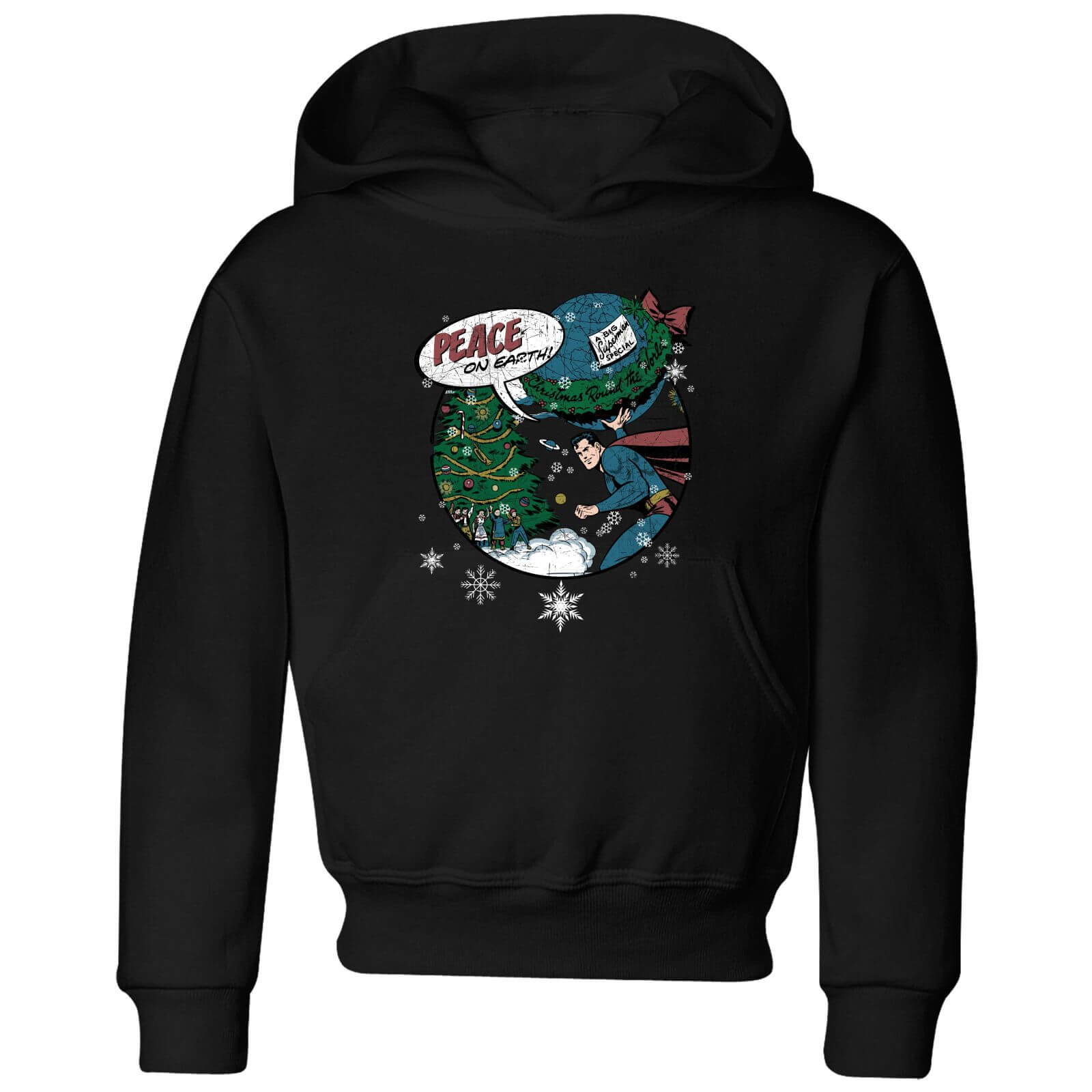 DC Superman Peace On Earth Kids' Christmas Hoodie - Black - 11-12 Years - Black