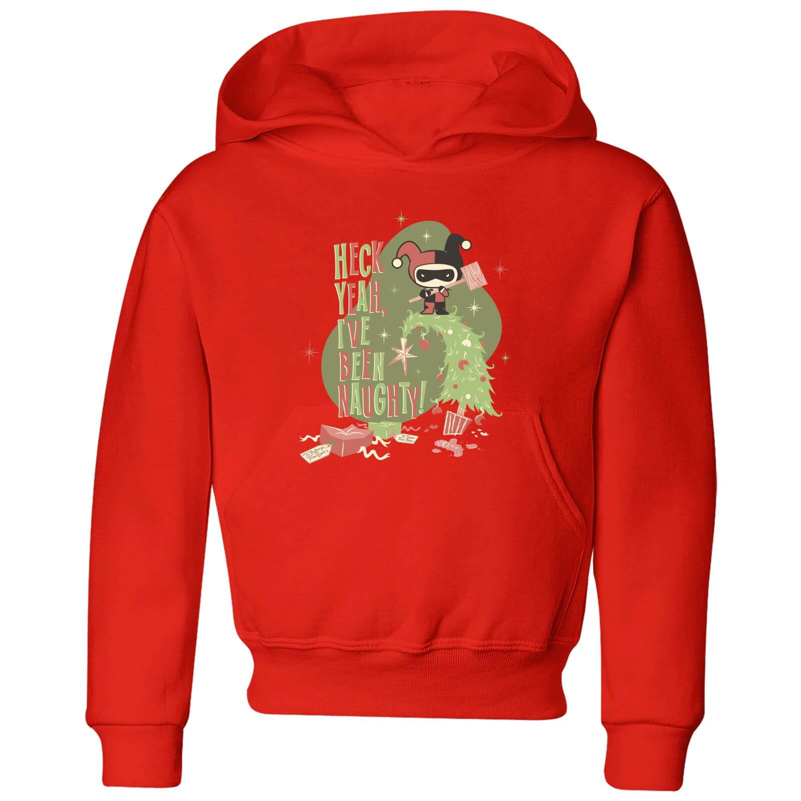DC Heck Yeah I've Been Naughty! Kids' Christmas Hoodie - Red - 9-10 Years - Red