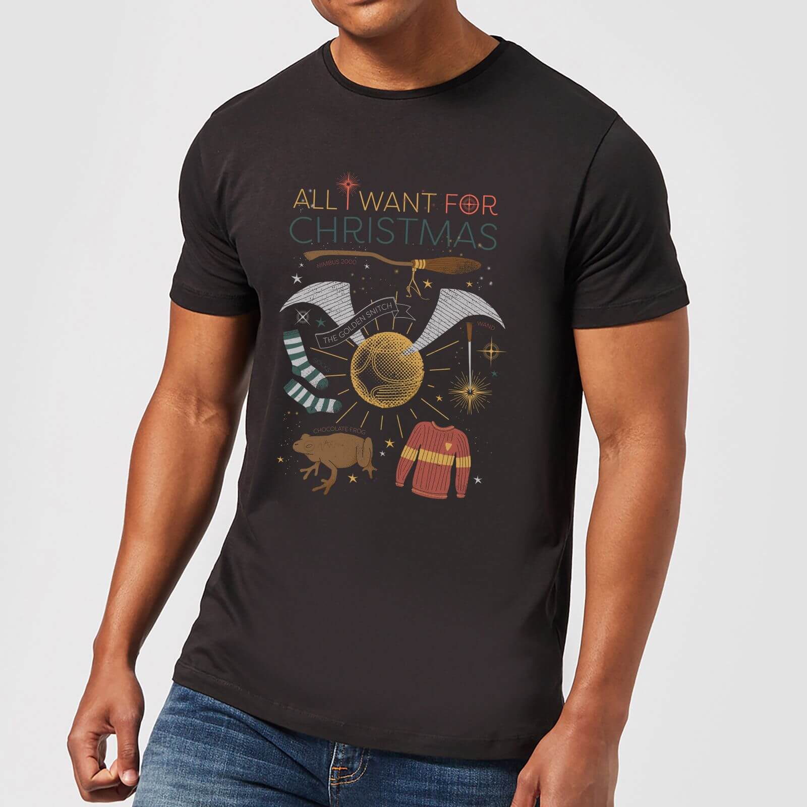 T-Shirt Harry Potter All I Want Christmas - Nero - Uomo - M