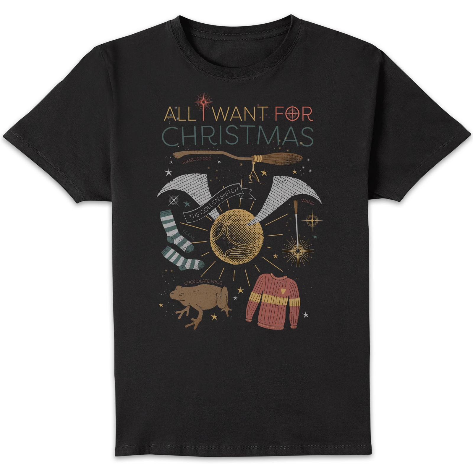 Harry Potter All I Want Men's Christmas T-Shirt - Black - XXL
