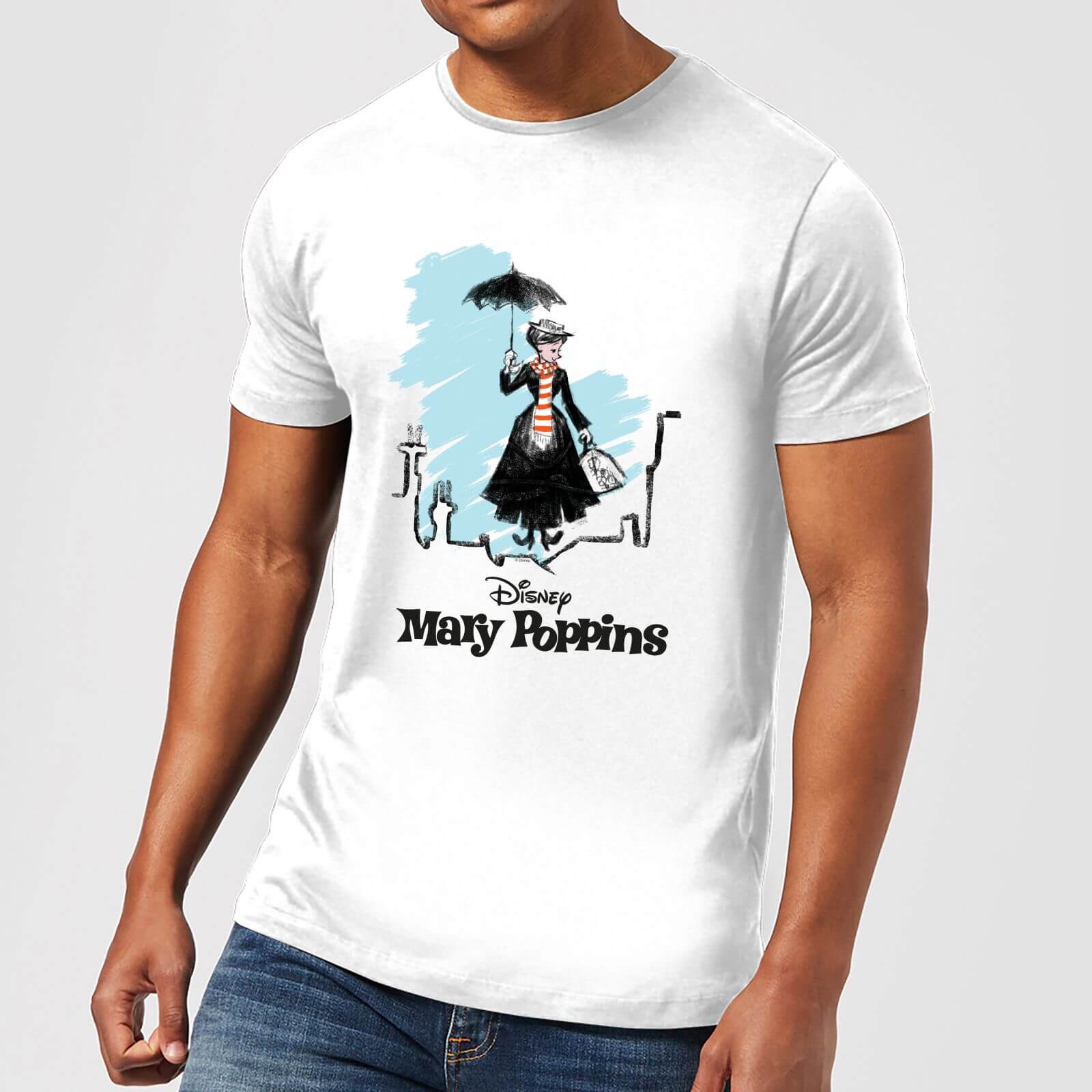Mary Poppins Rooftop Landing Men's Christmas T-Shirt - White - S - White