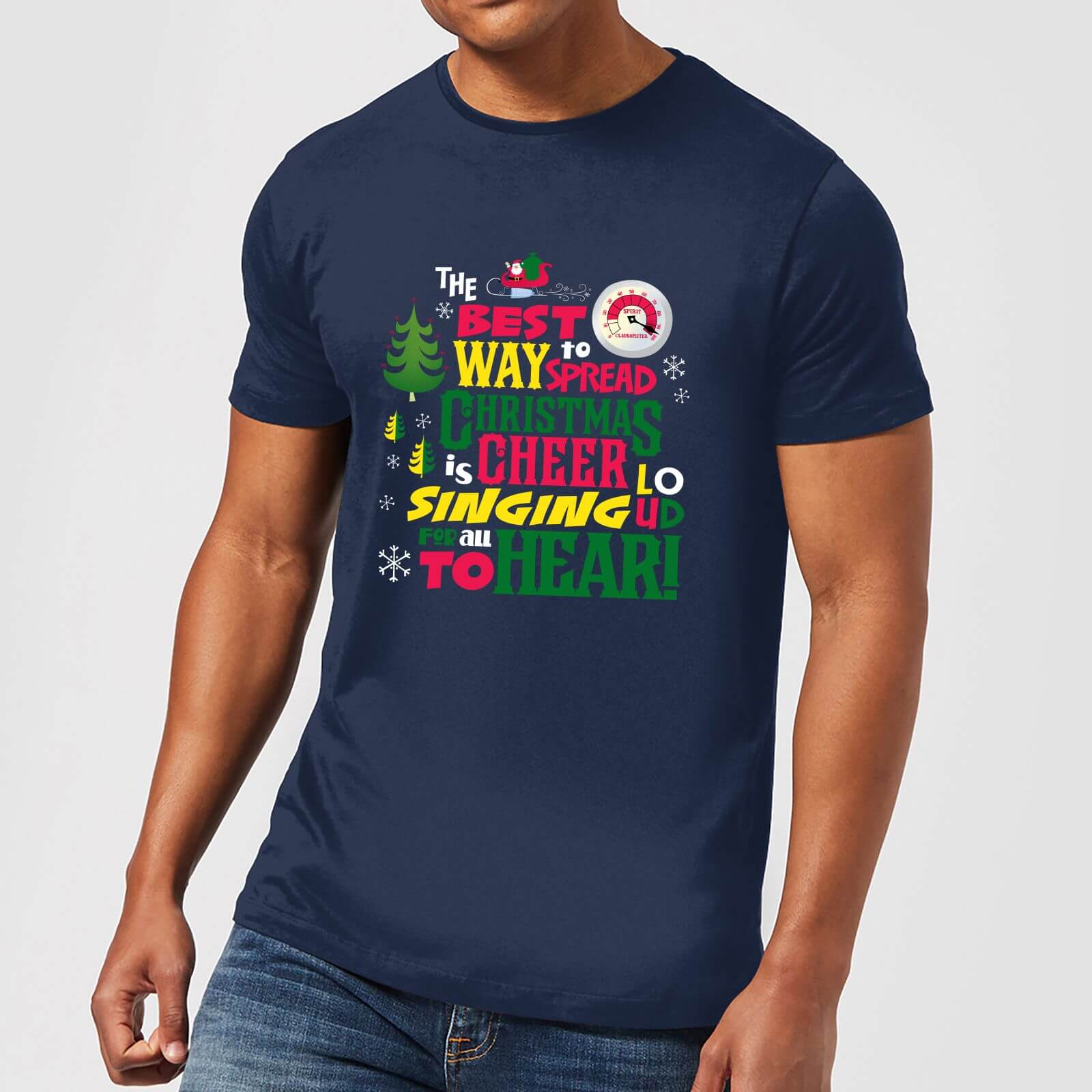Elf Christmas Cheer Men's Christmas T-Shirt - Navy - S