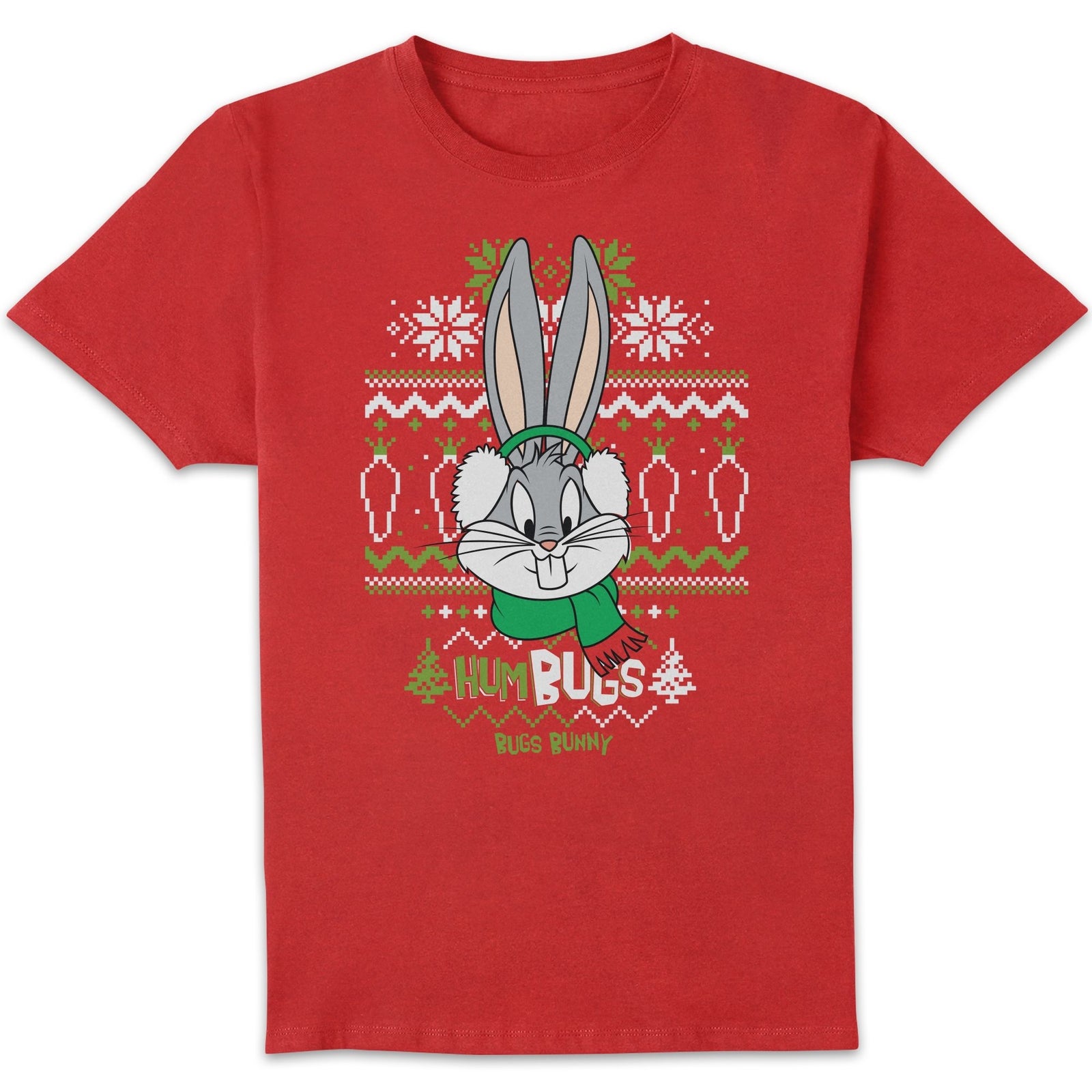 Looney Tunes Bugs Bunny Knit Men's Christmas T-Shirt - Red - L